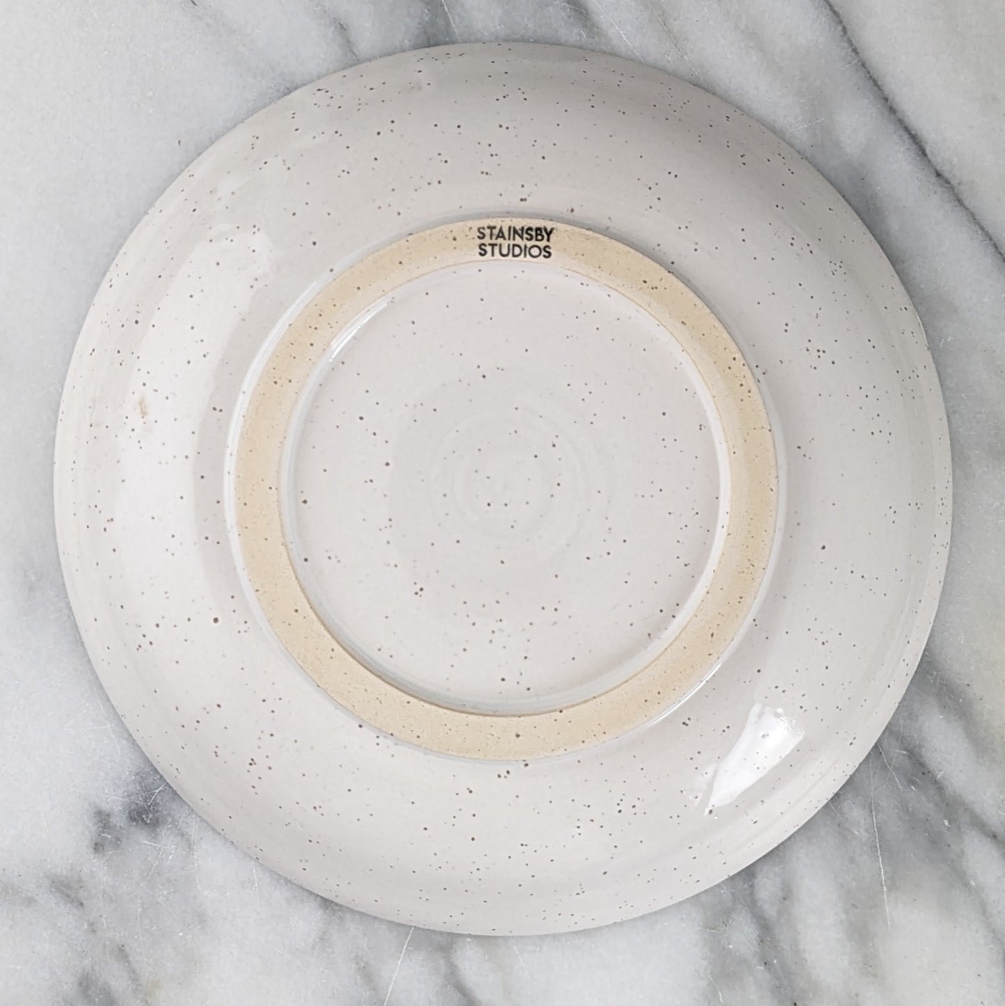 Low Wide White Speckle Bowl