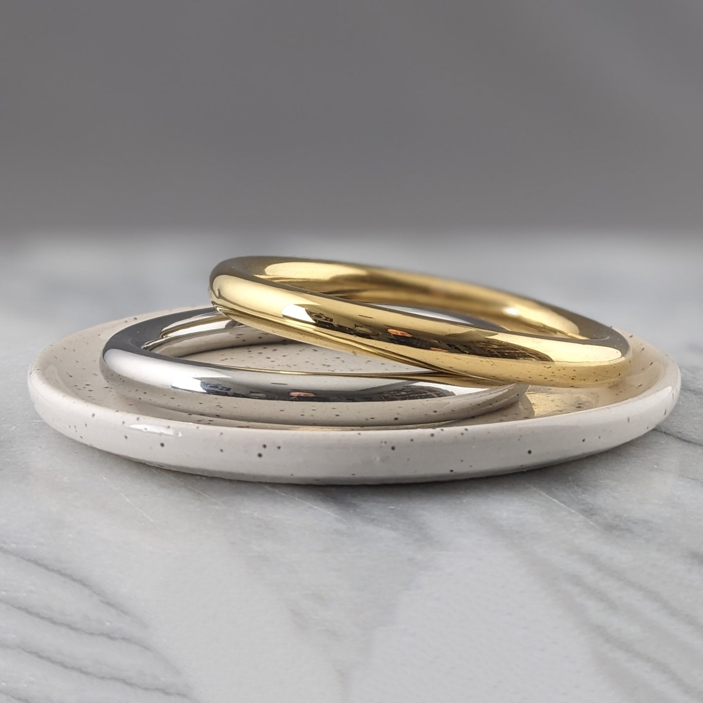 Minimalist Speckled White Ring Dish