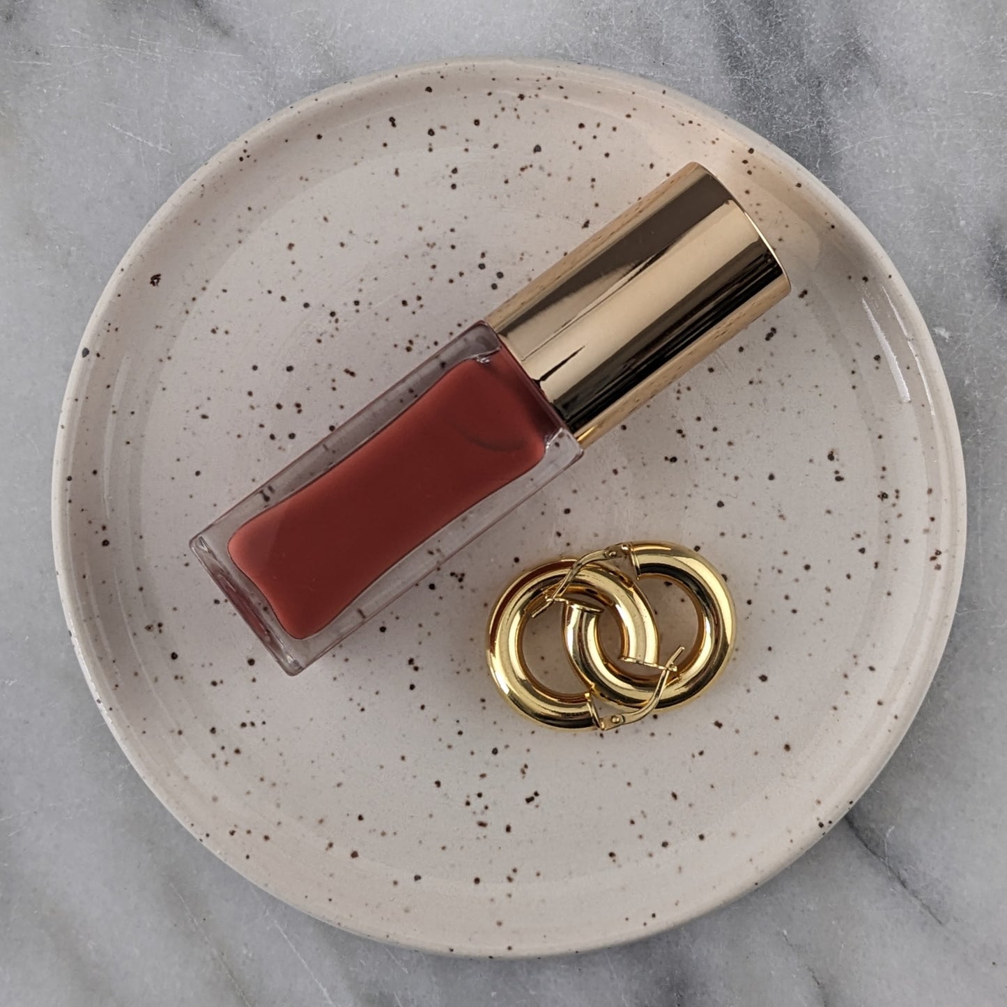 Minimalist Speckled White Ring Dish