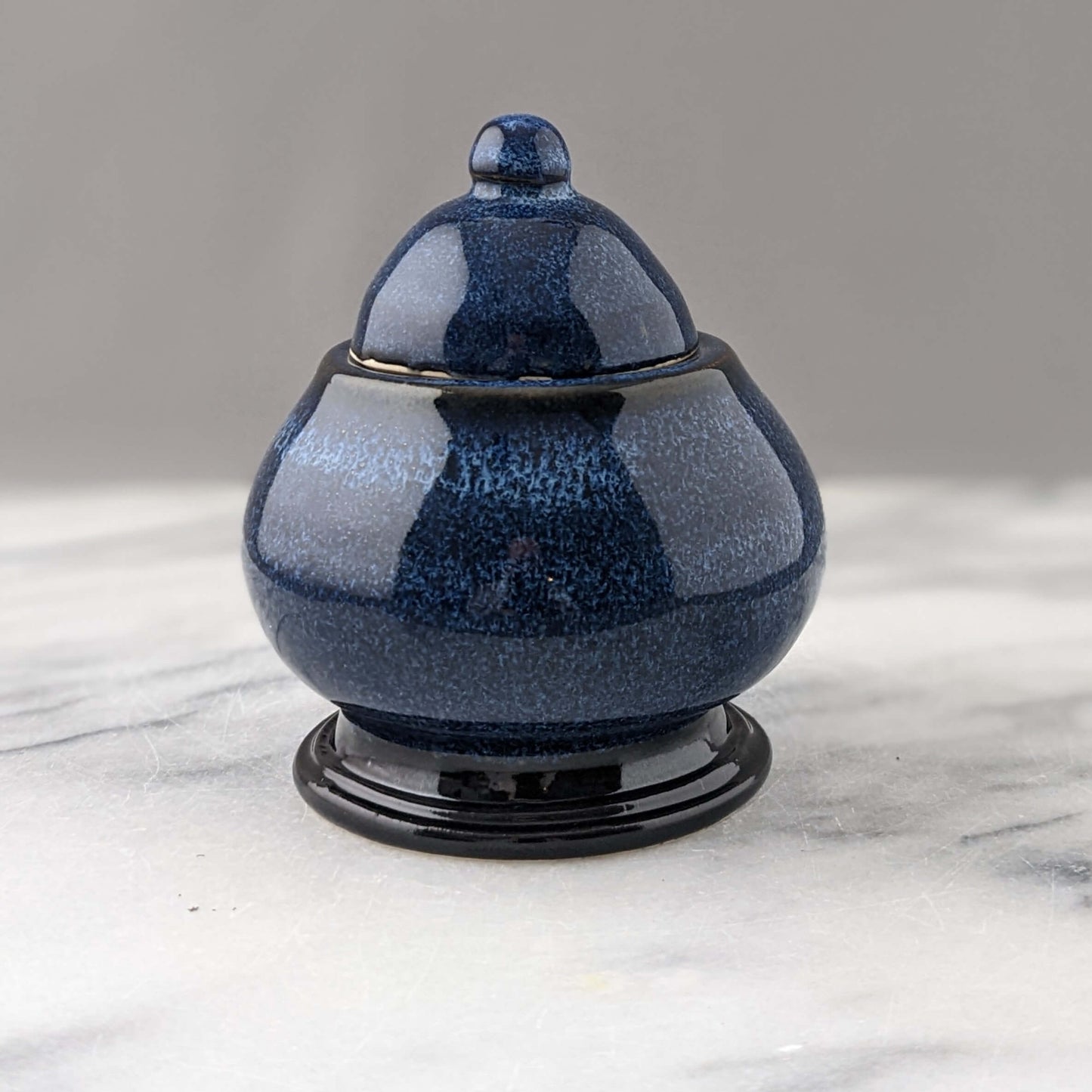 Curvy Ceramic Jar in Blue & Black