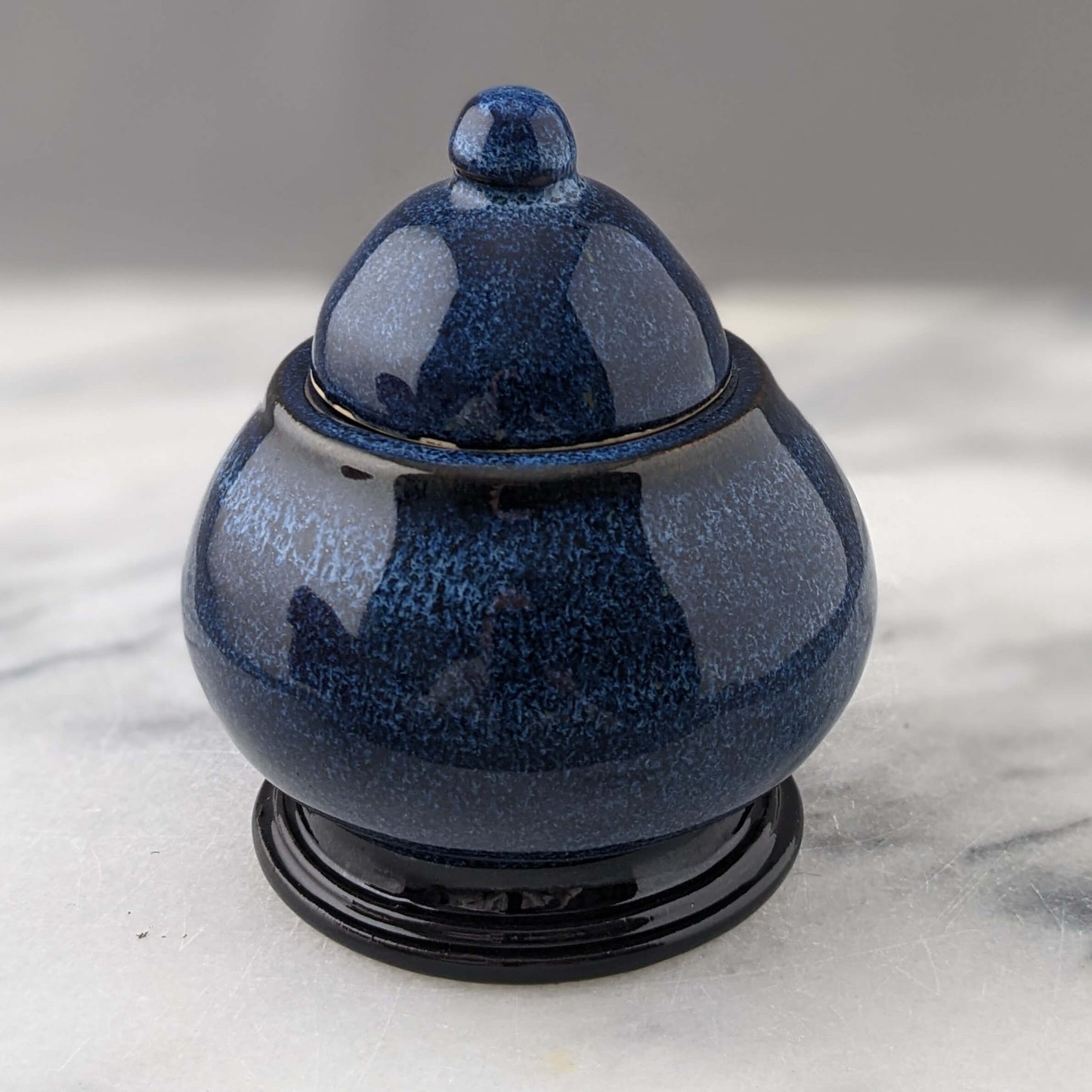 Curvy Ceramic Jar in Blue & Black