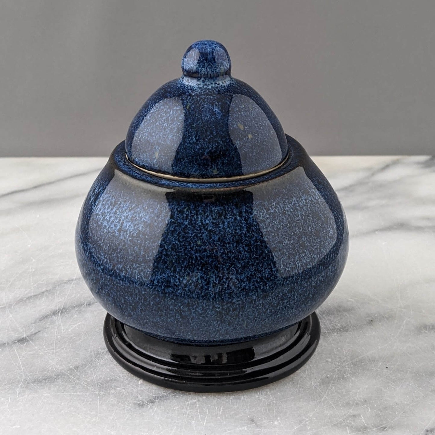 Curvy Ceramic Jar in Blue & Black