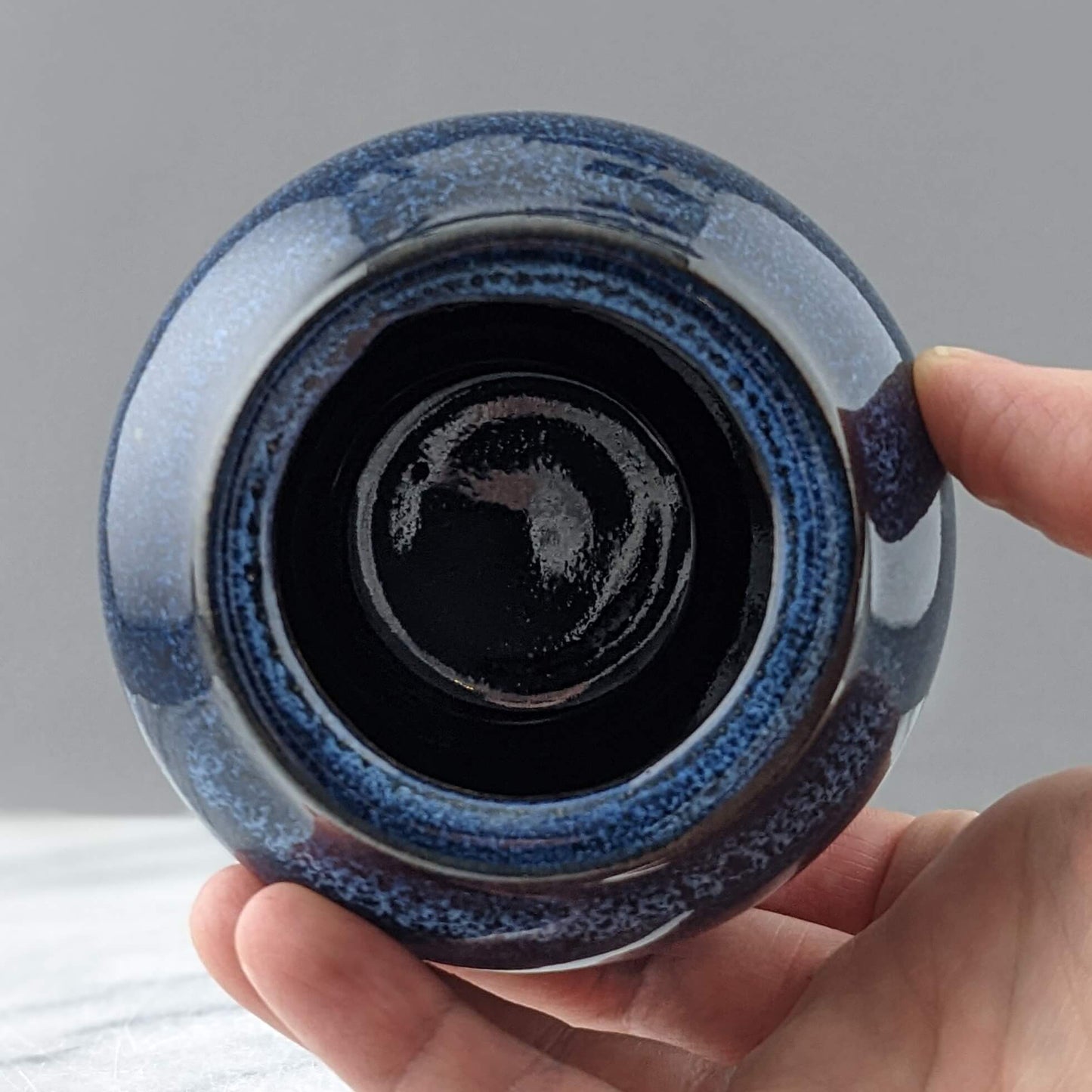 Curvy Ceramic Jar in Blue & Black