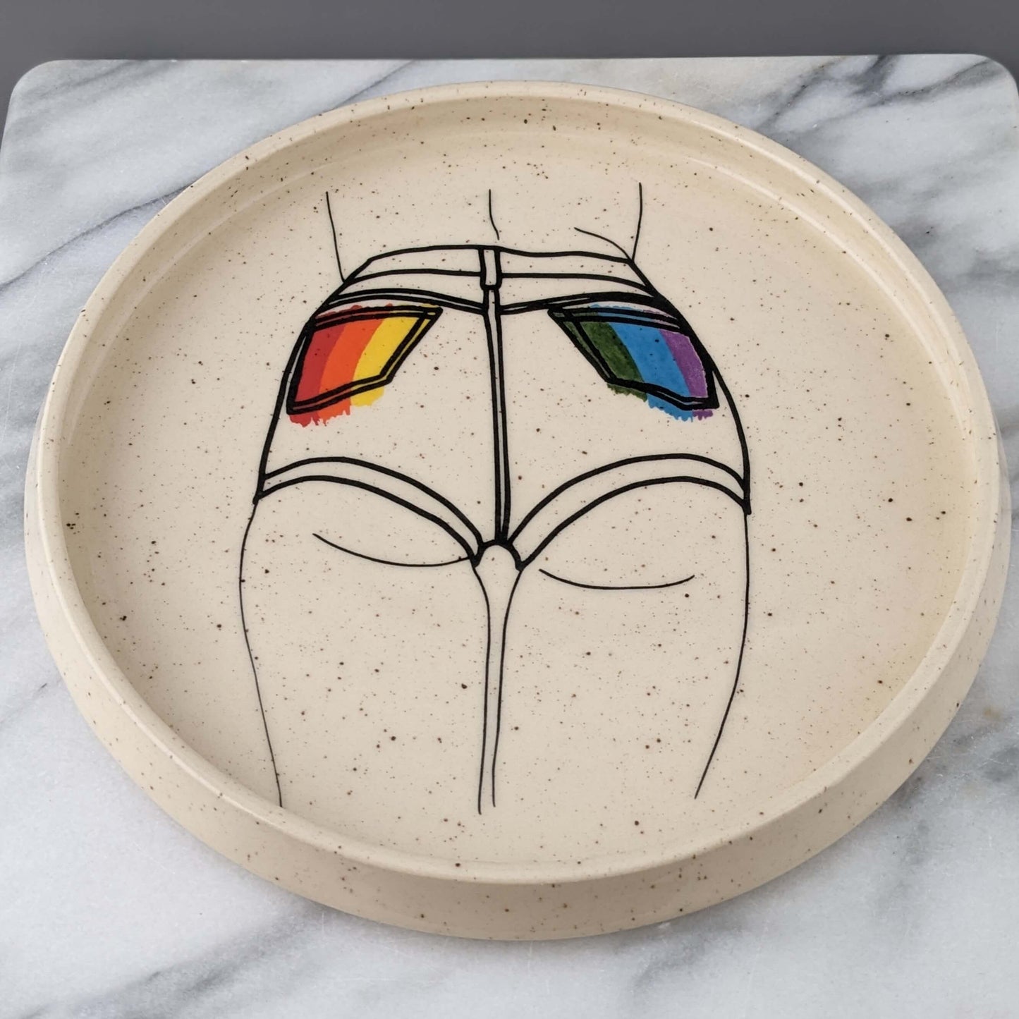 LGBTQ Rainbow Short Shorts Ceramic Tray