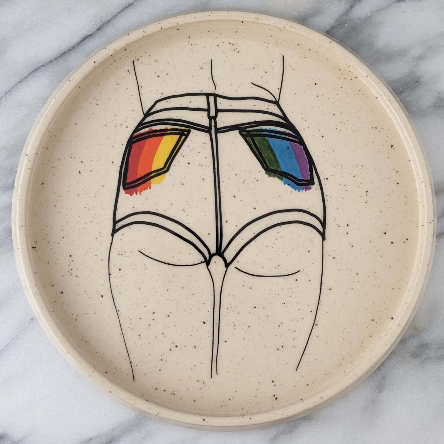 LGBTQ Rainbow Short Shorts Ceramic Tray