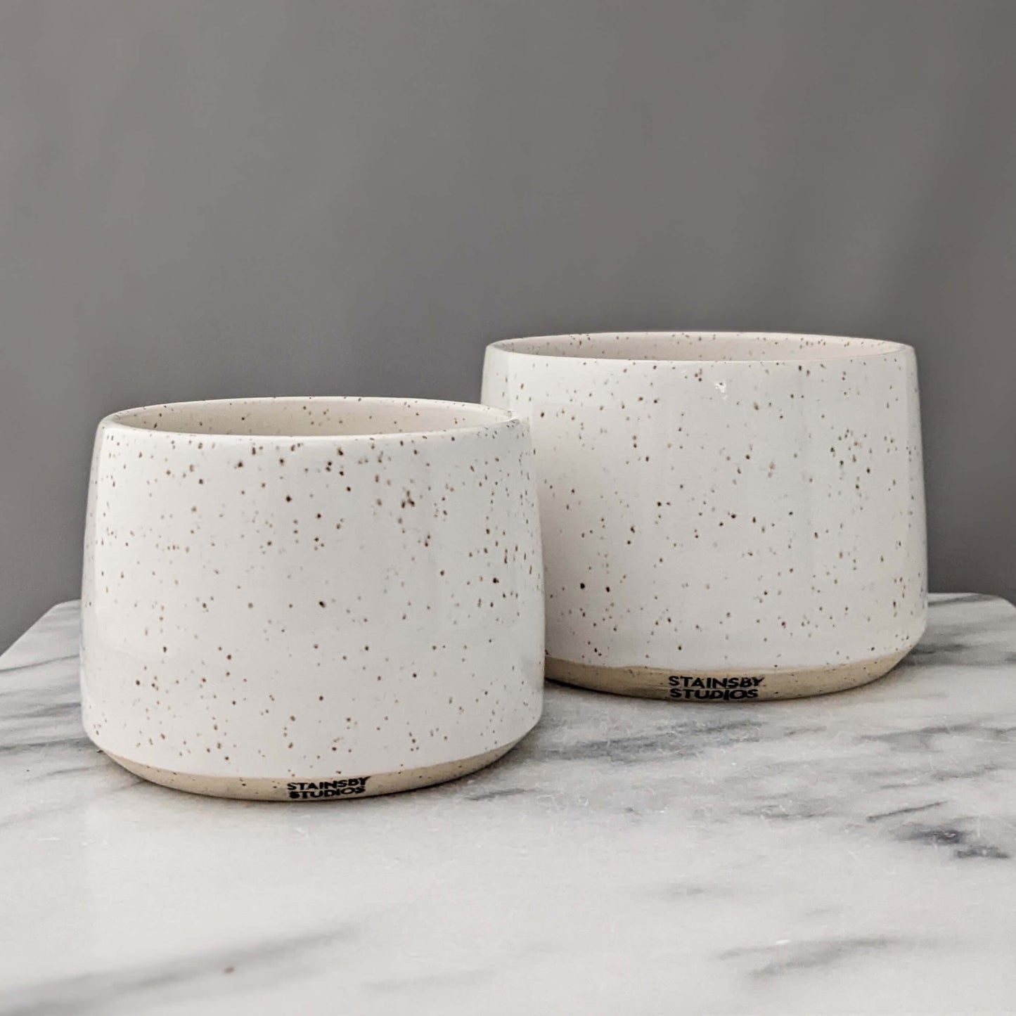 Small Speckled White Ceramic Planter