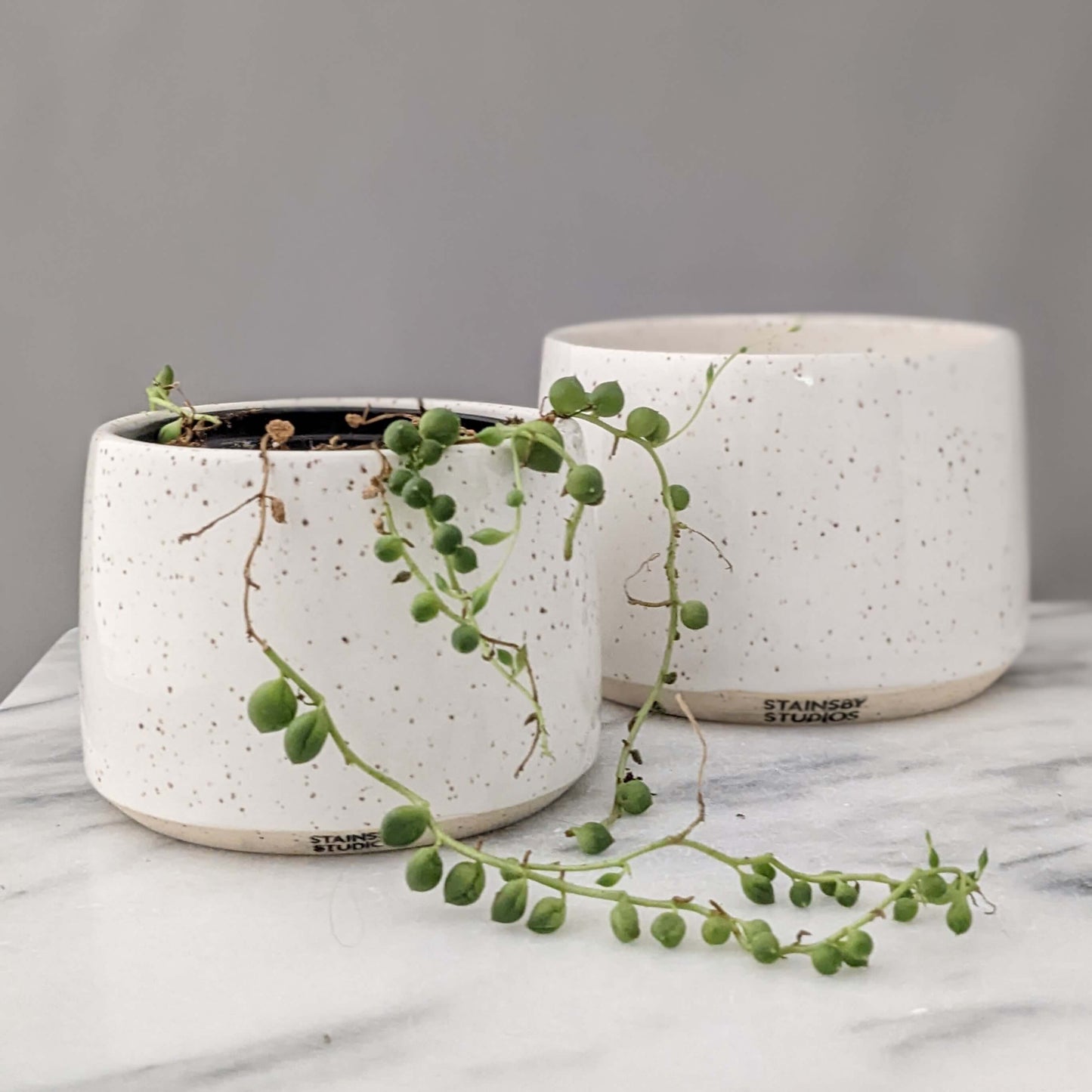Small Speckled White Ceramic Planter
