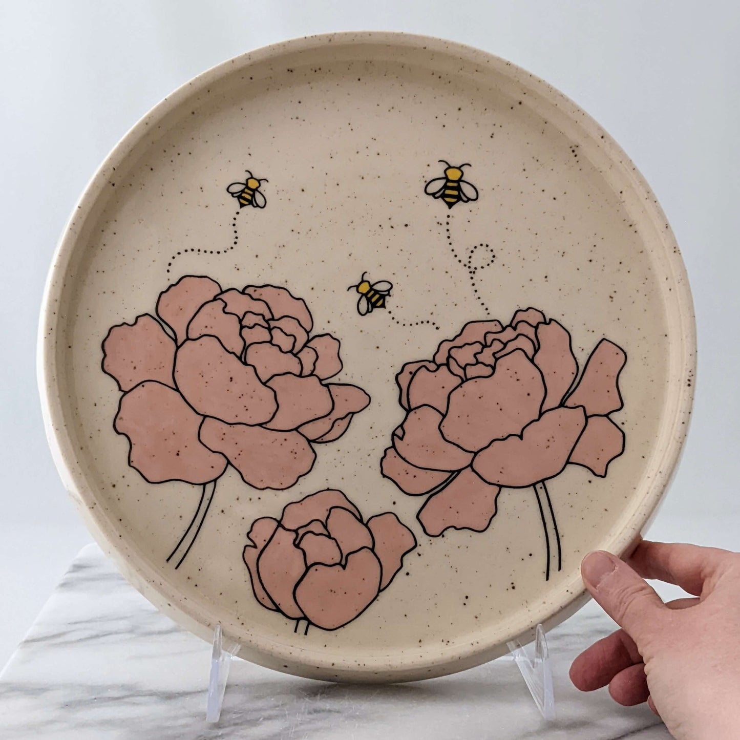 Peonies & Bees Ceramic Tray