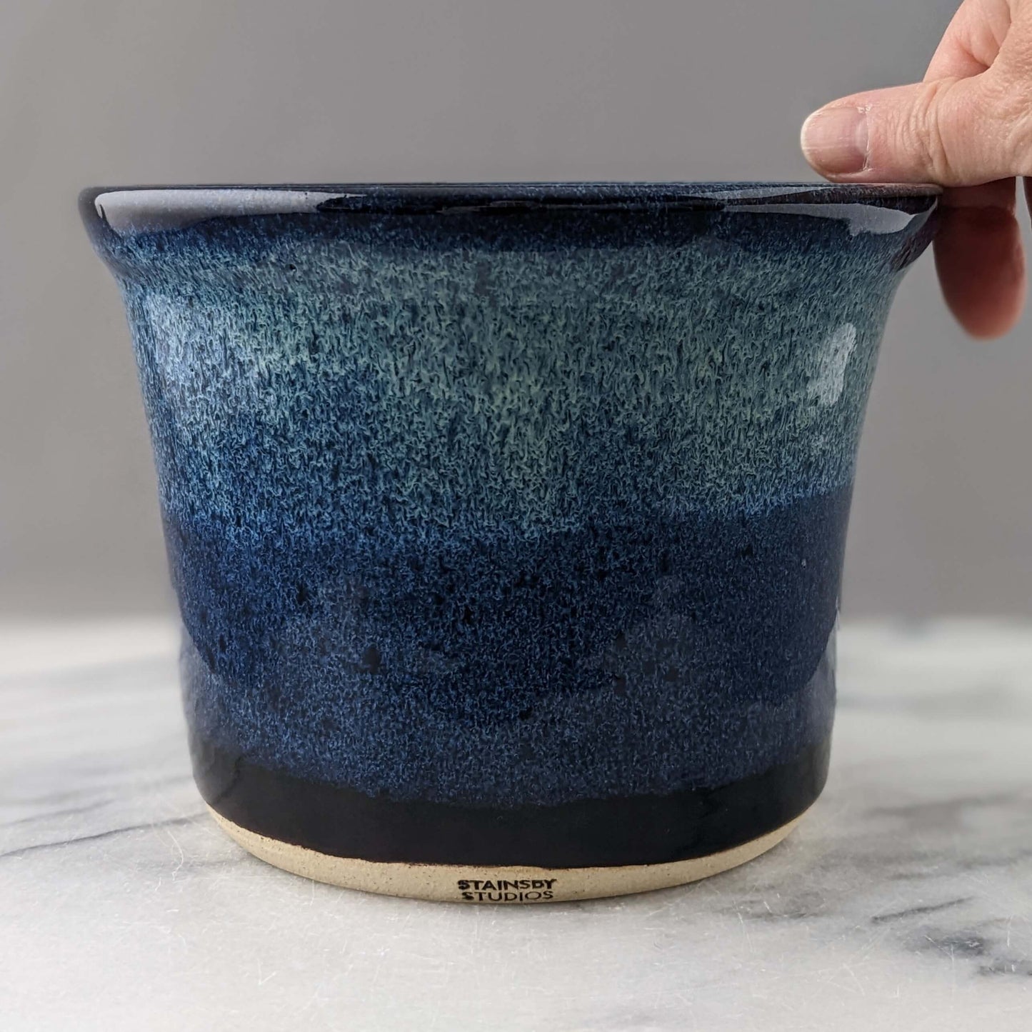 Blue, Green & Black Ceramic Planter