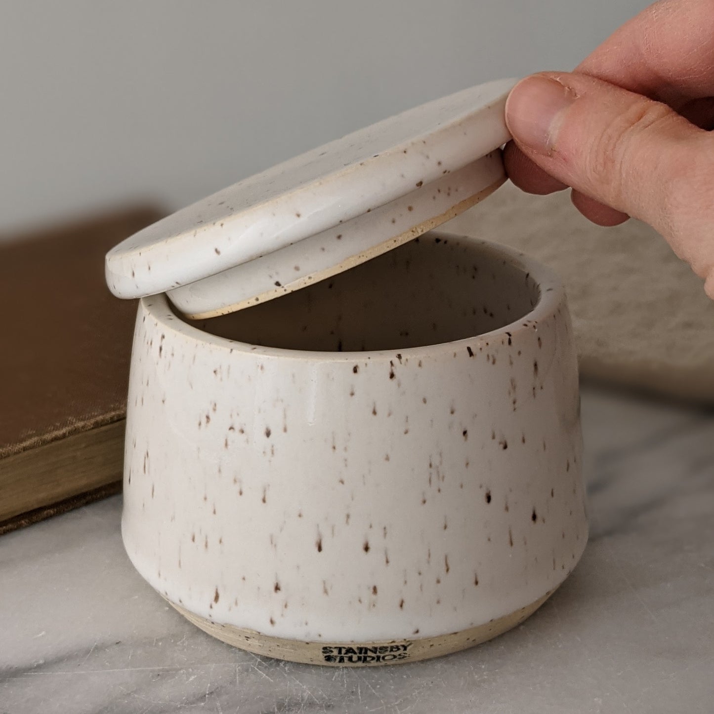 Eileen White Lidded Jar