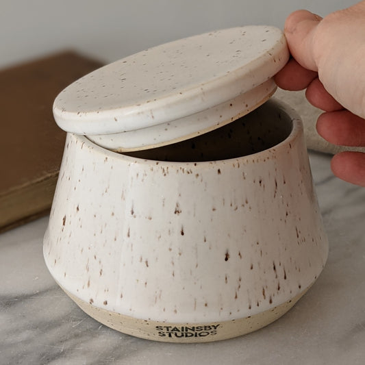 Romy White Lidded Jar