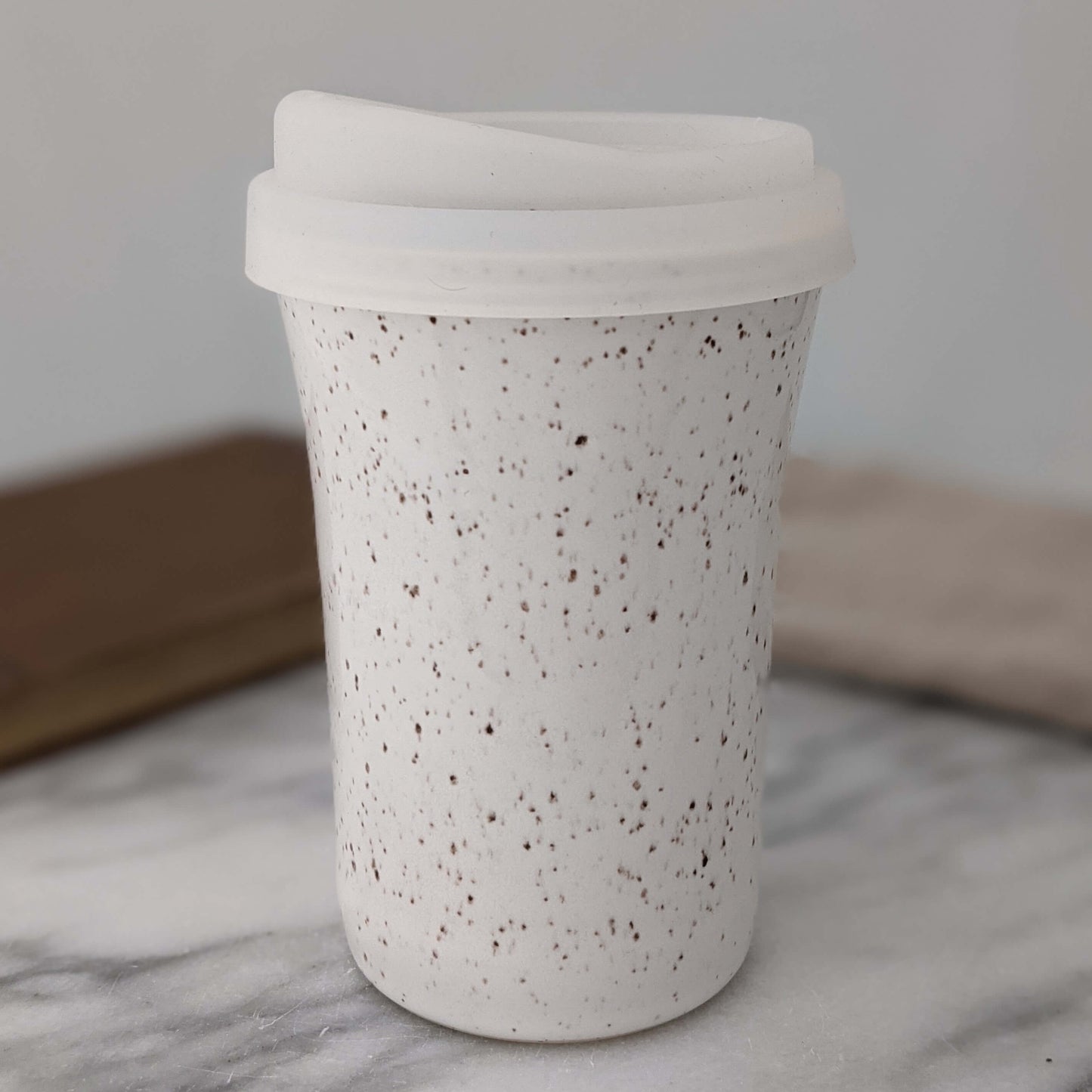 Speckled White Travel Mug