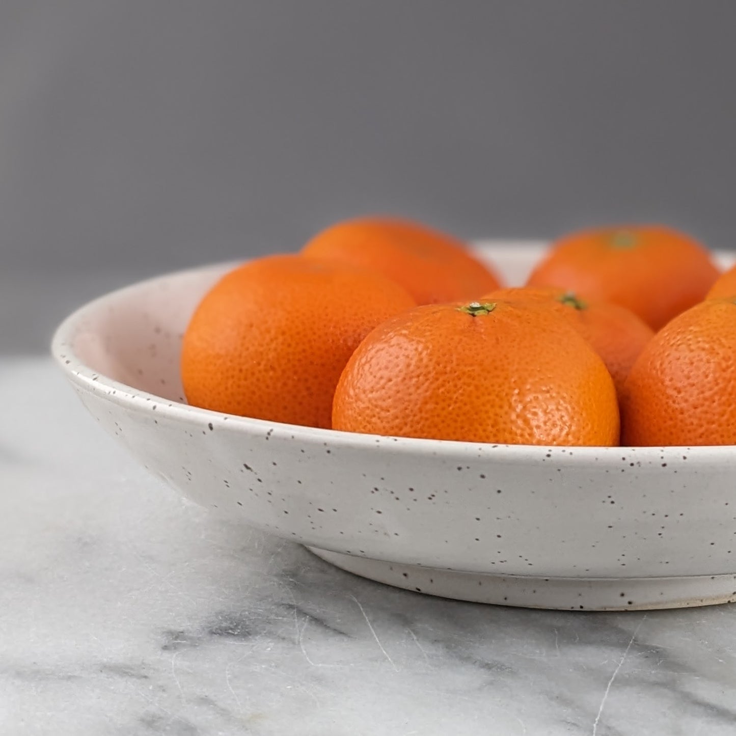 Low Wide White Speckle Bowl