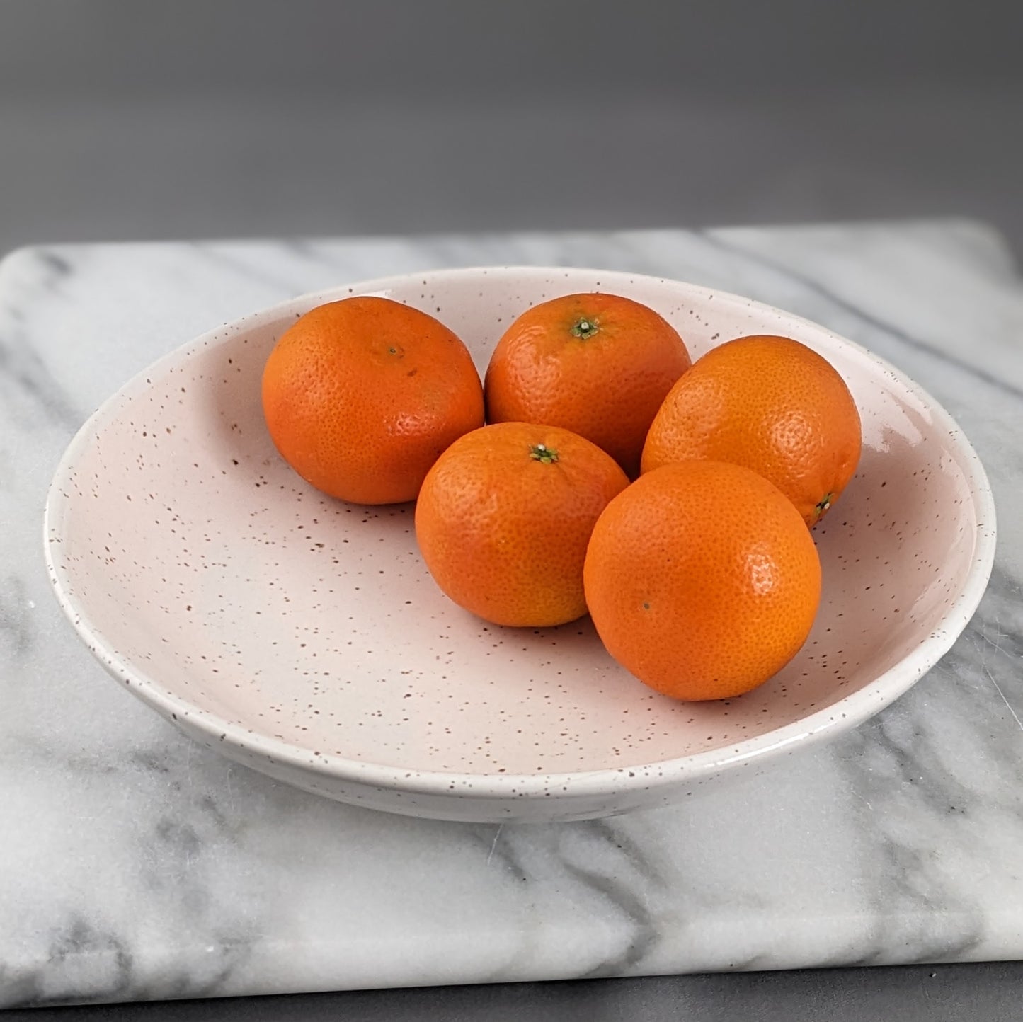 Low Wide White Speckle Bowl