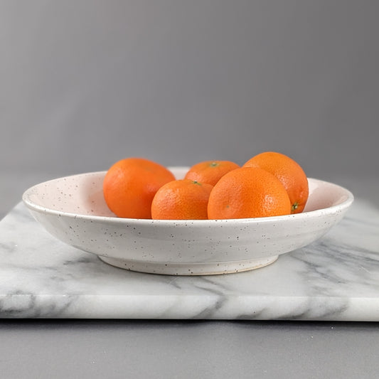 Low Wide White Speckle Bowl