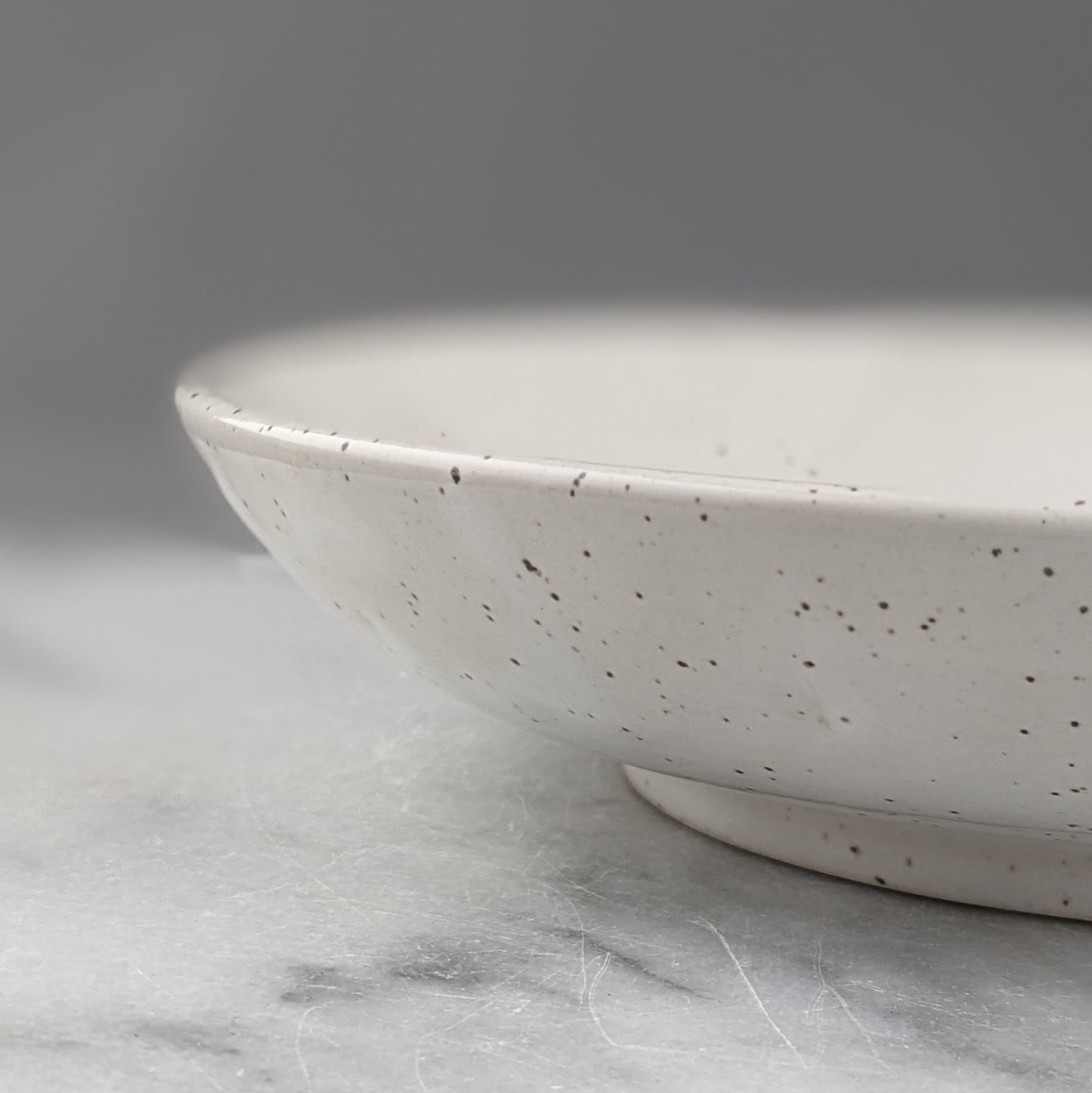 Low Wide White Speckle Bowl