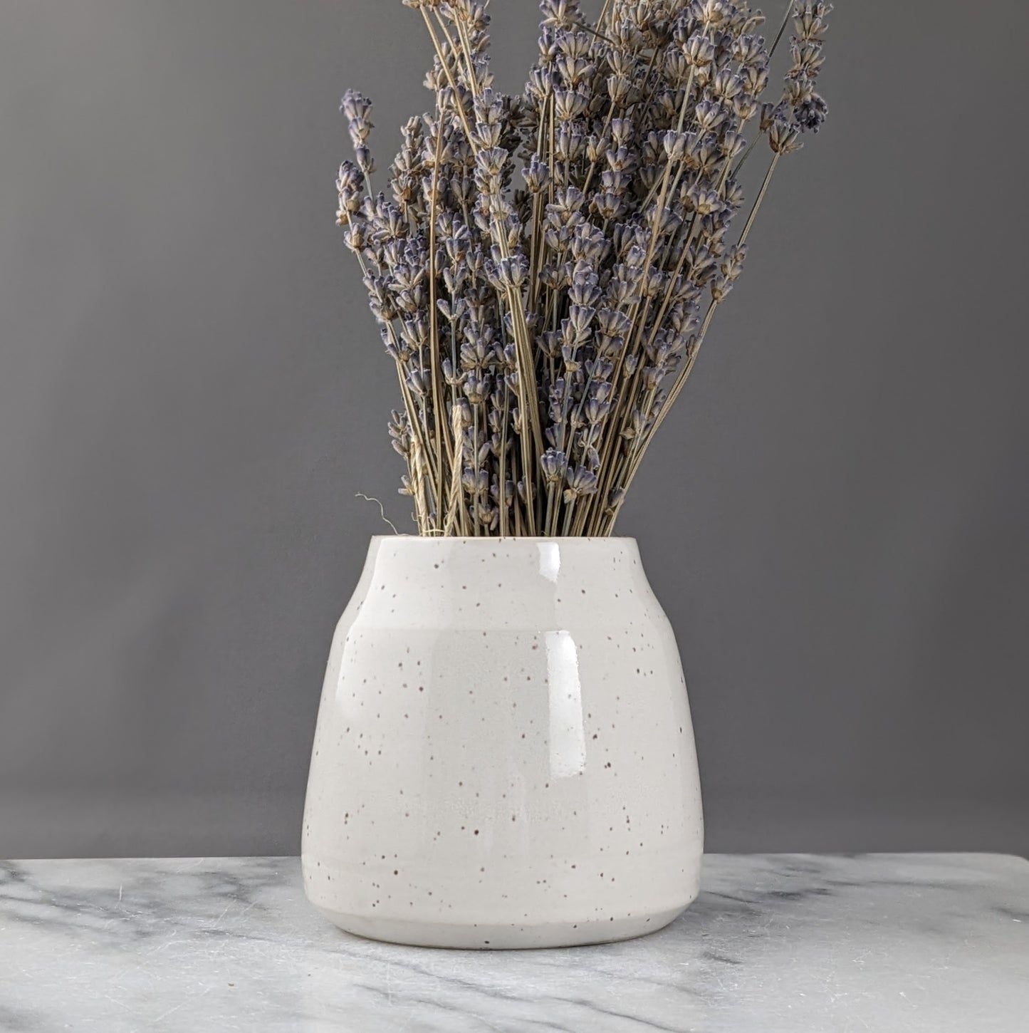 One-of-a-Kind White Speckled Vase
