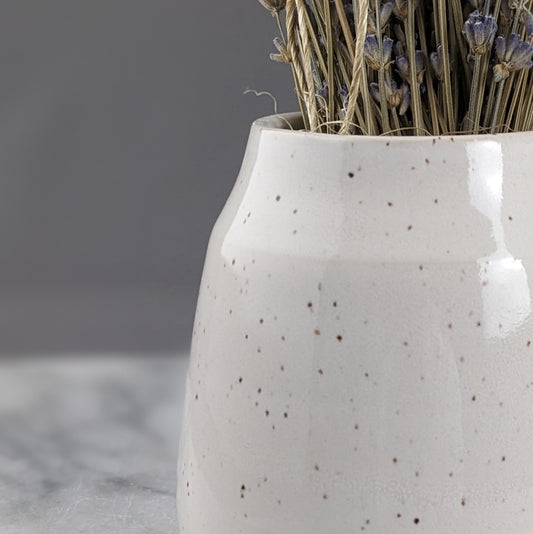 One-of-a-Kind White Speckled Vase