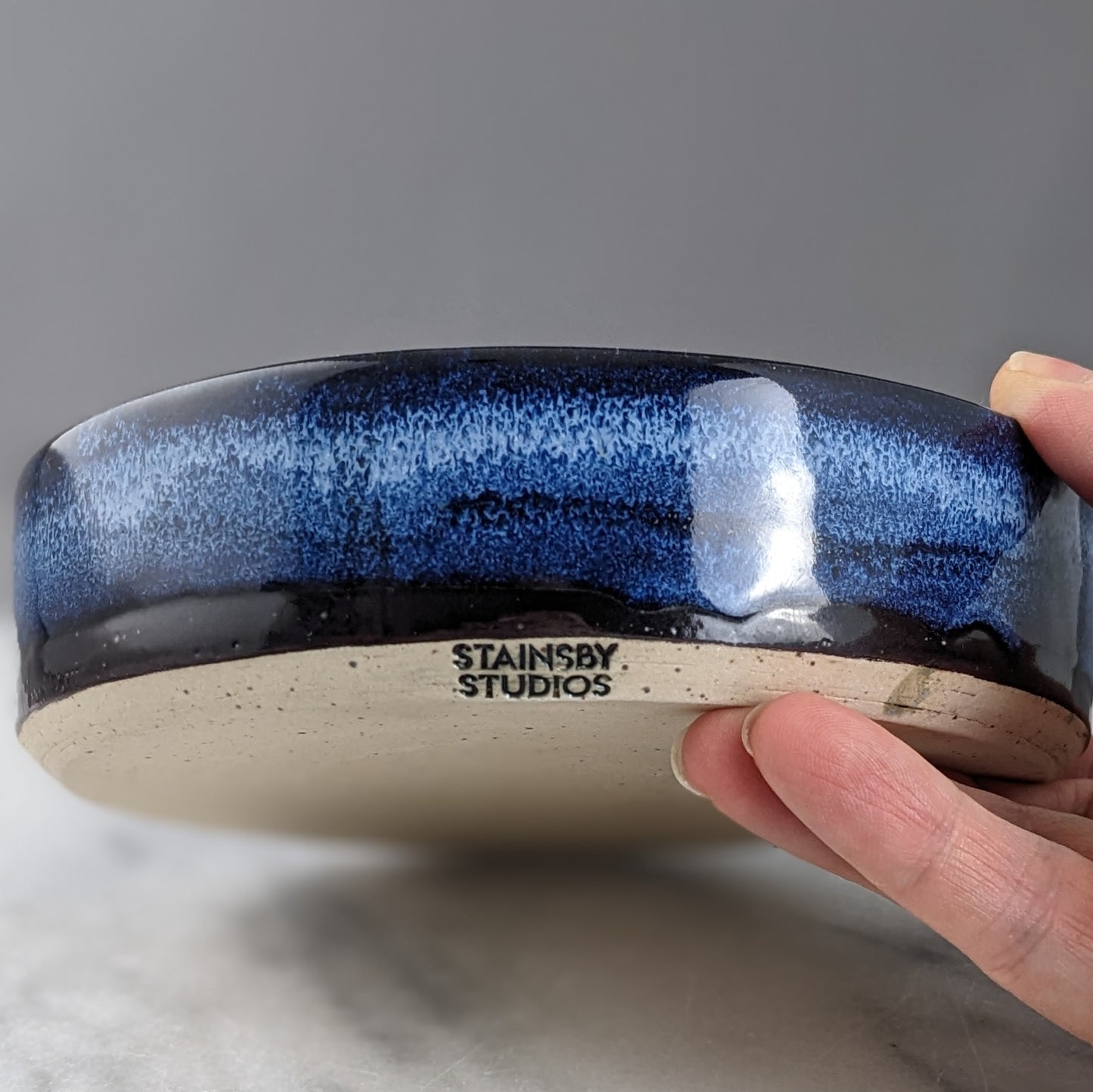 Low Wide Blue Bowl