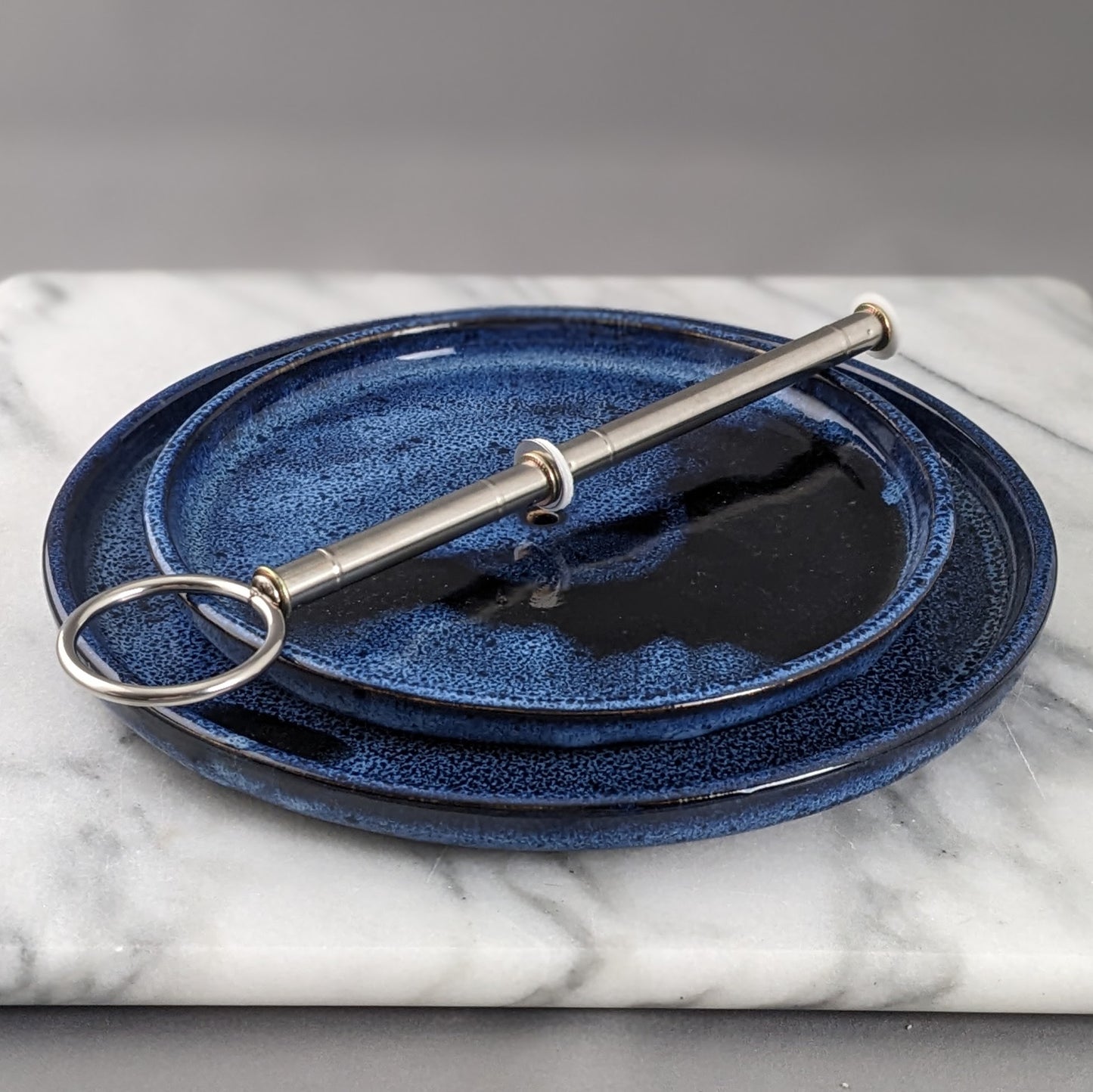 Blue Two-Tier Serving Stand