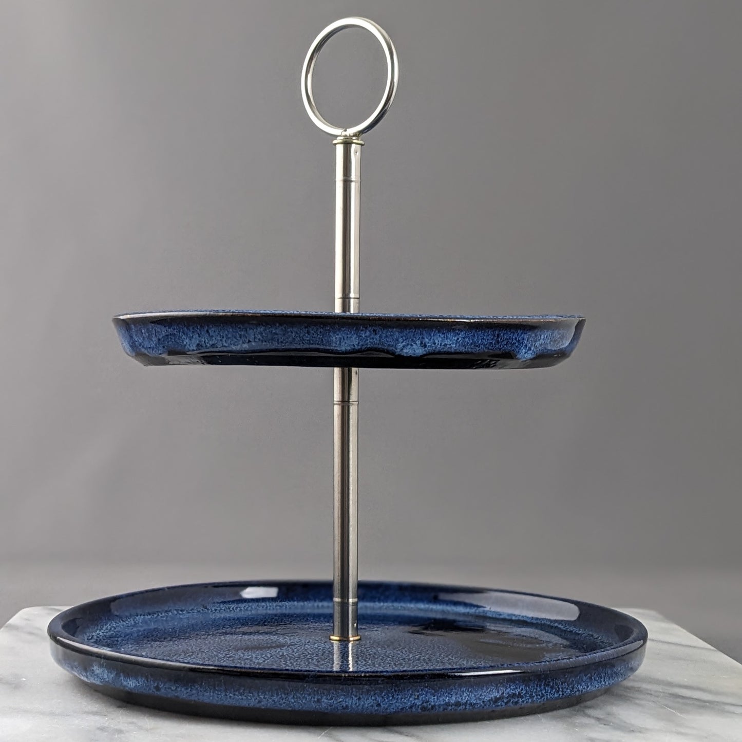 Blue Two-Tier Serving Stand