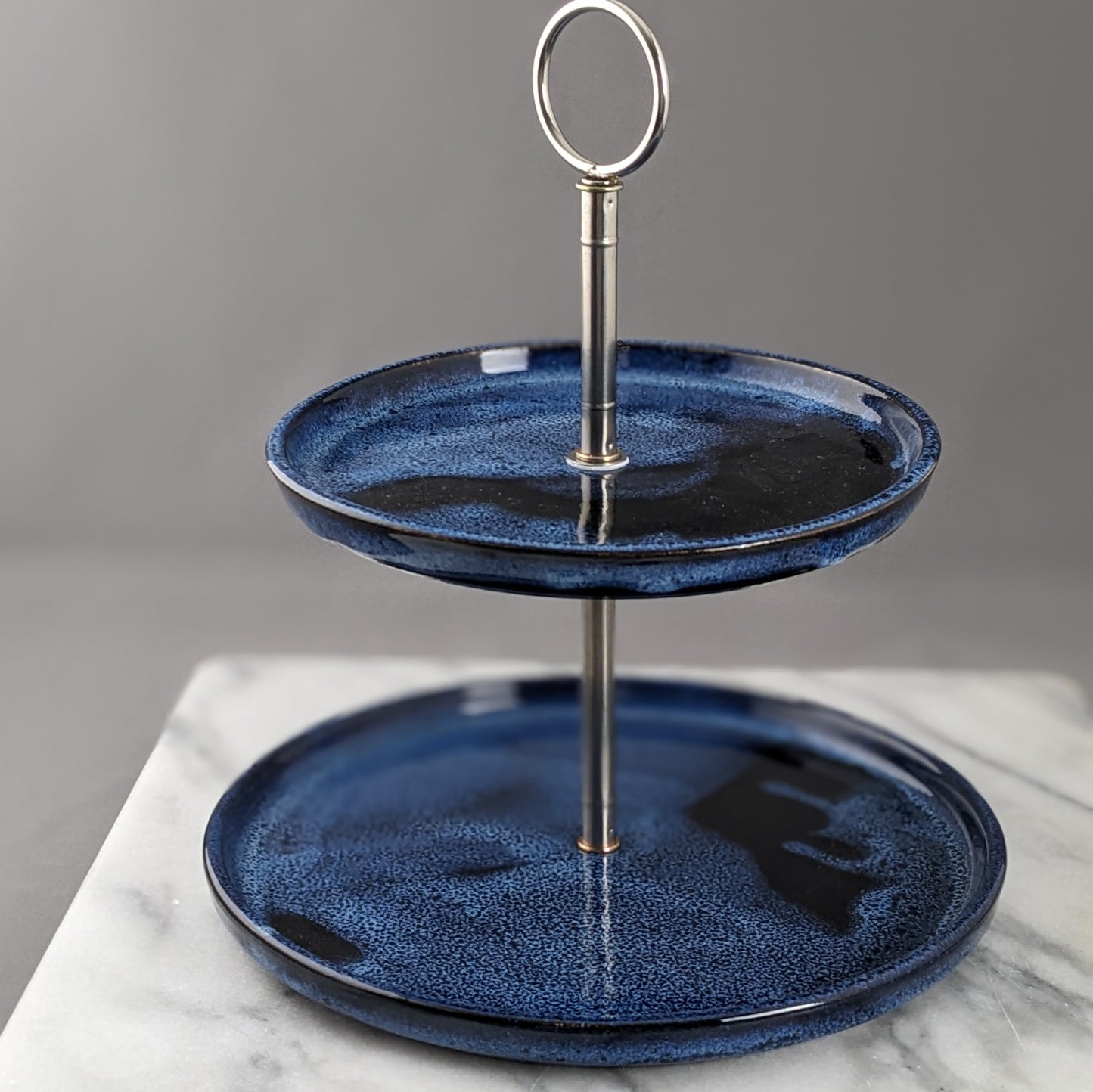 Blue Two-Tier Serving Stand