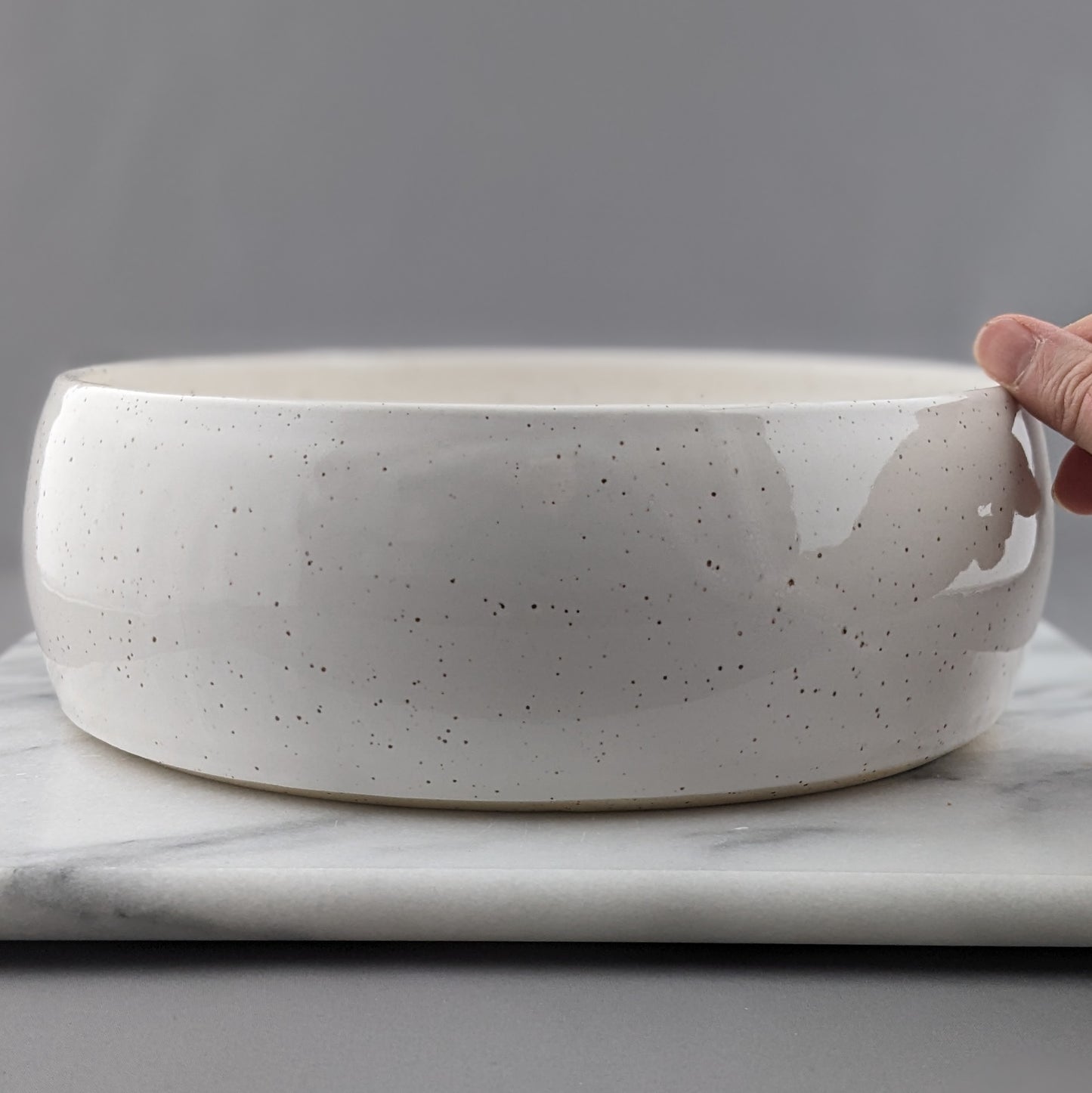 Speckled White Serving Bowl