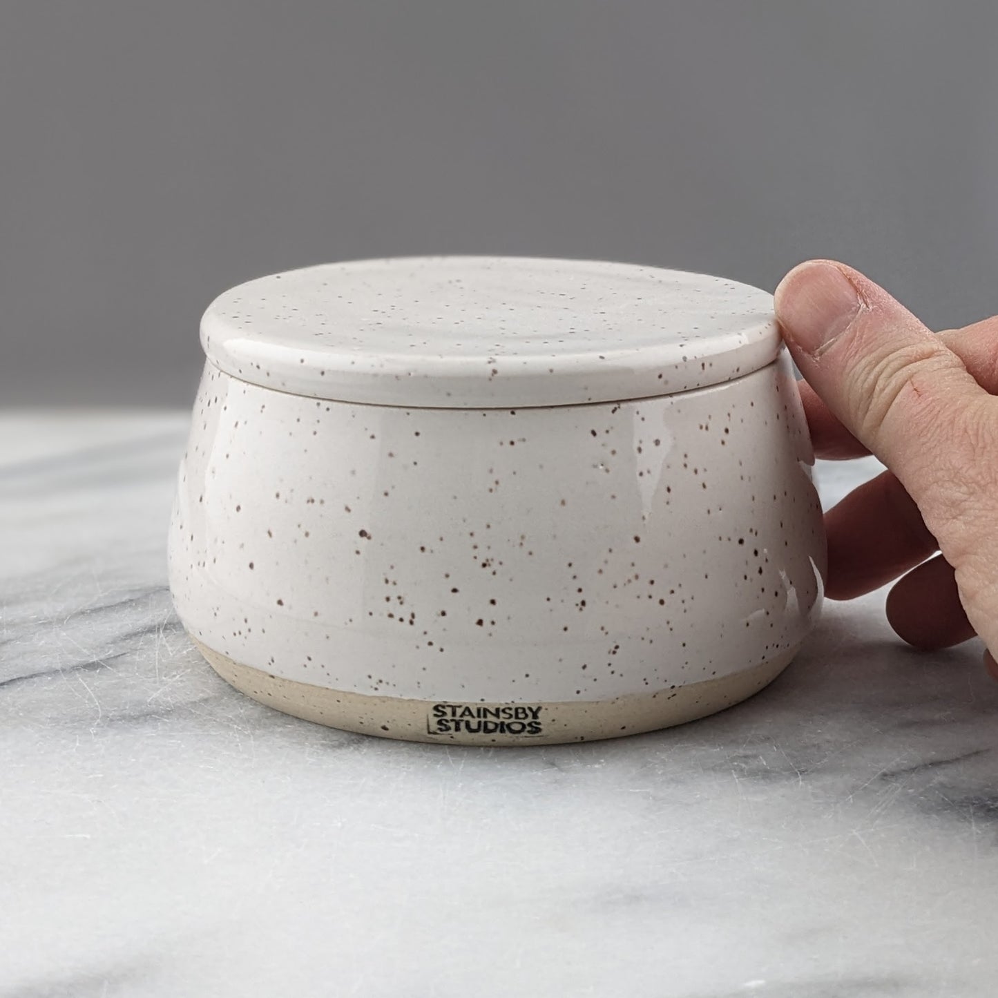 Ceramic Jar in White Speckle