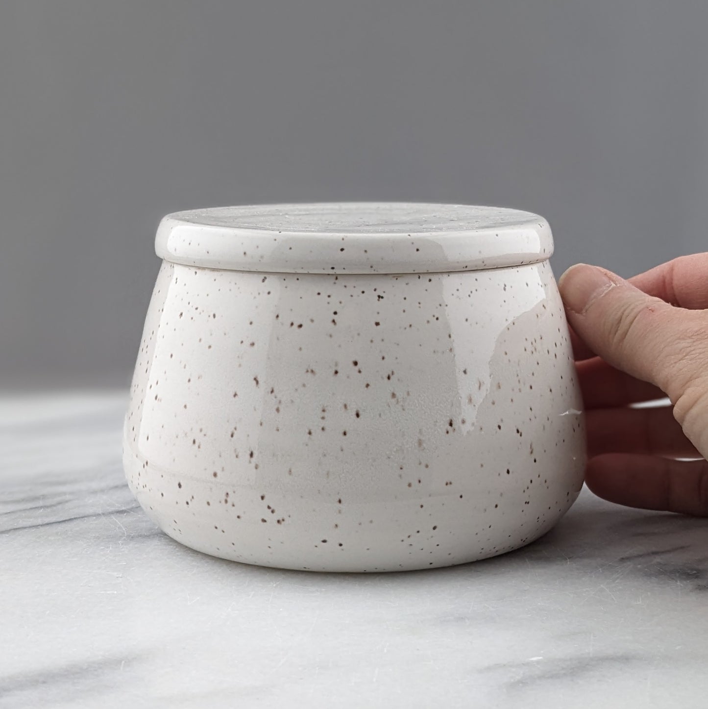 Ceramic Jar in White Speckle