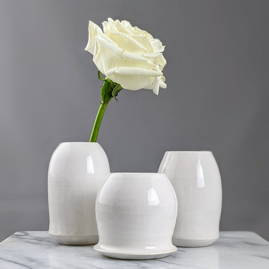 One-of-a-Kind White Vase Trio