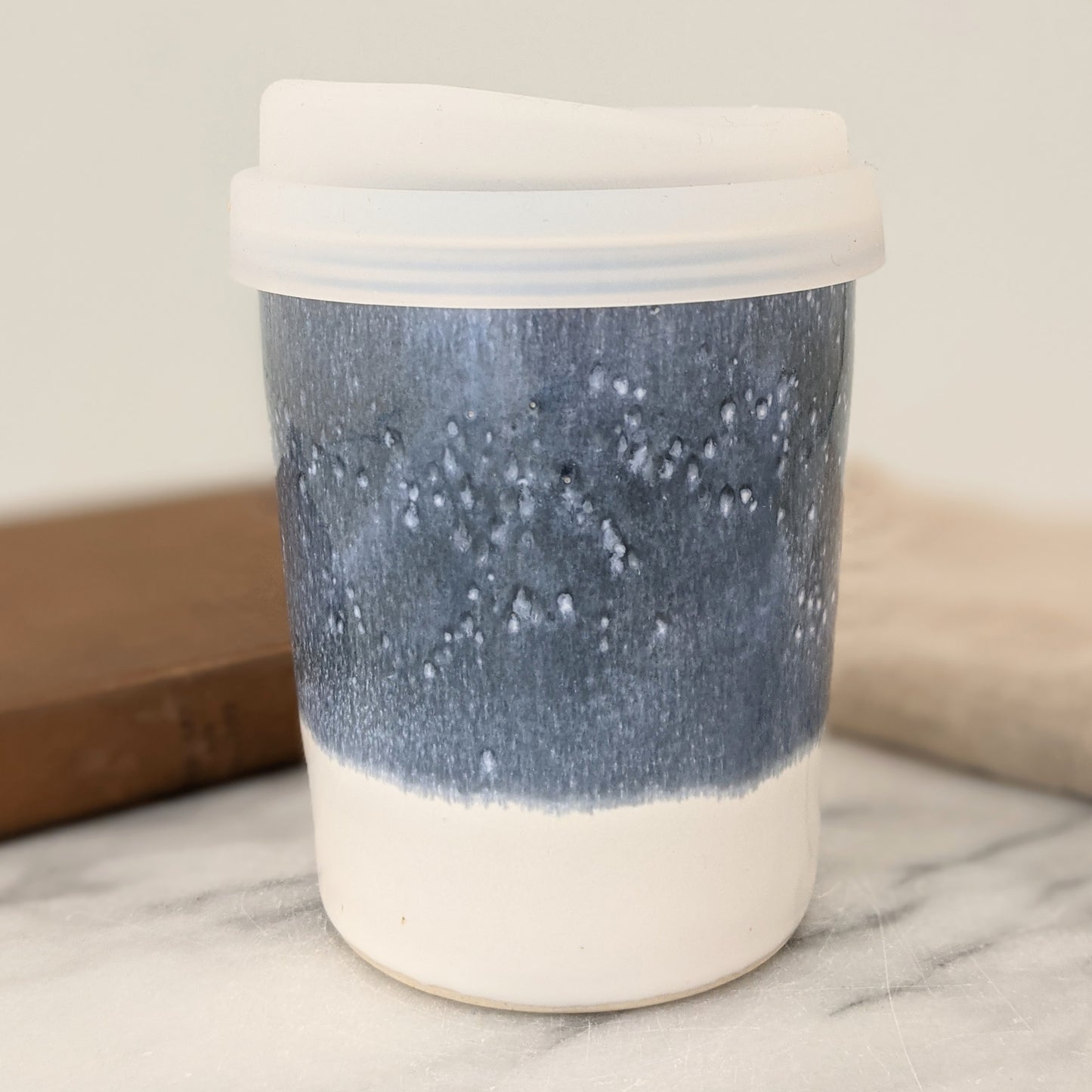 Blue Grey & White Travel Mug