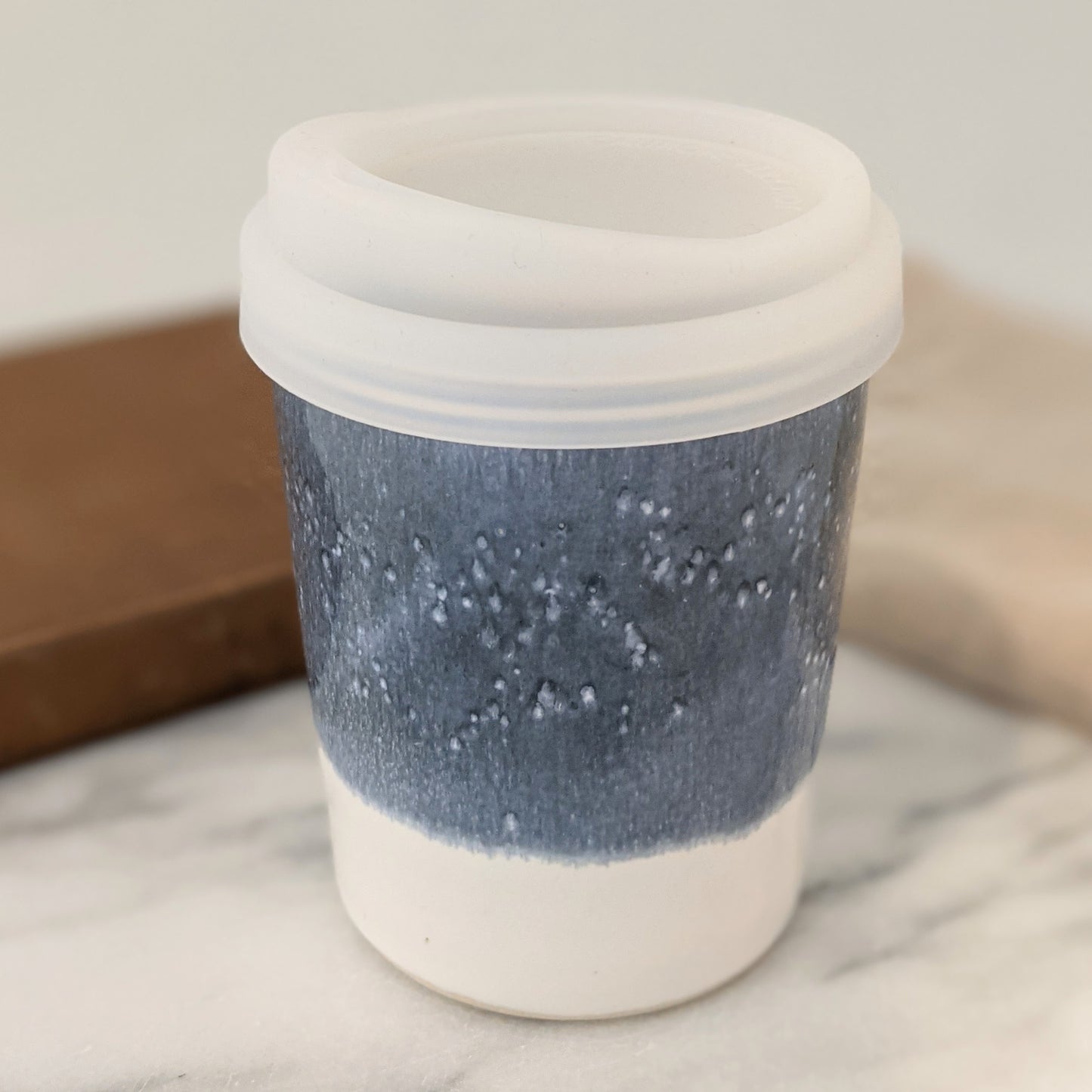 Blue Grey & White Travel Mug