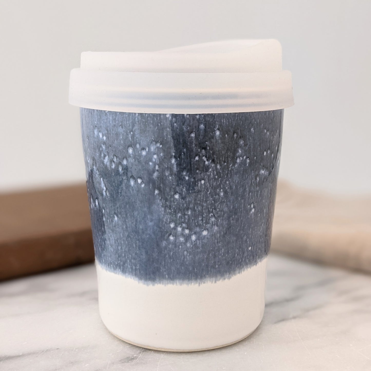 Blue Grey & White Travel Mug