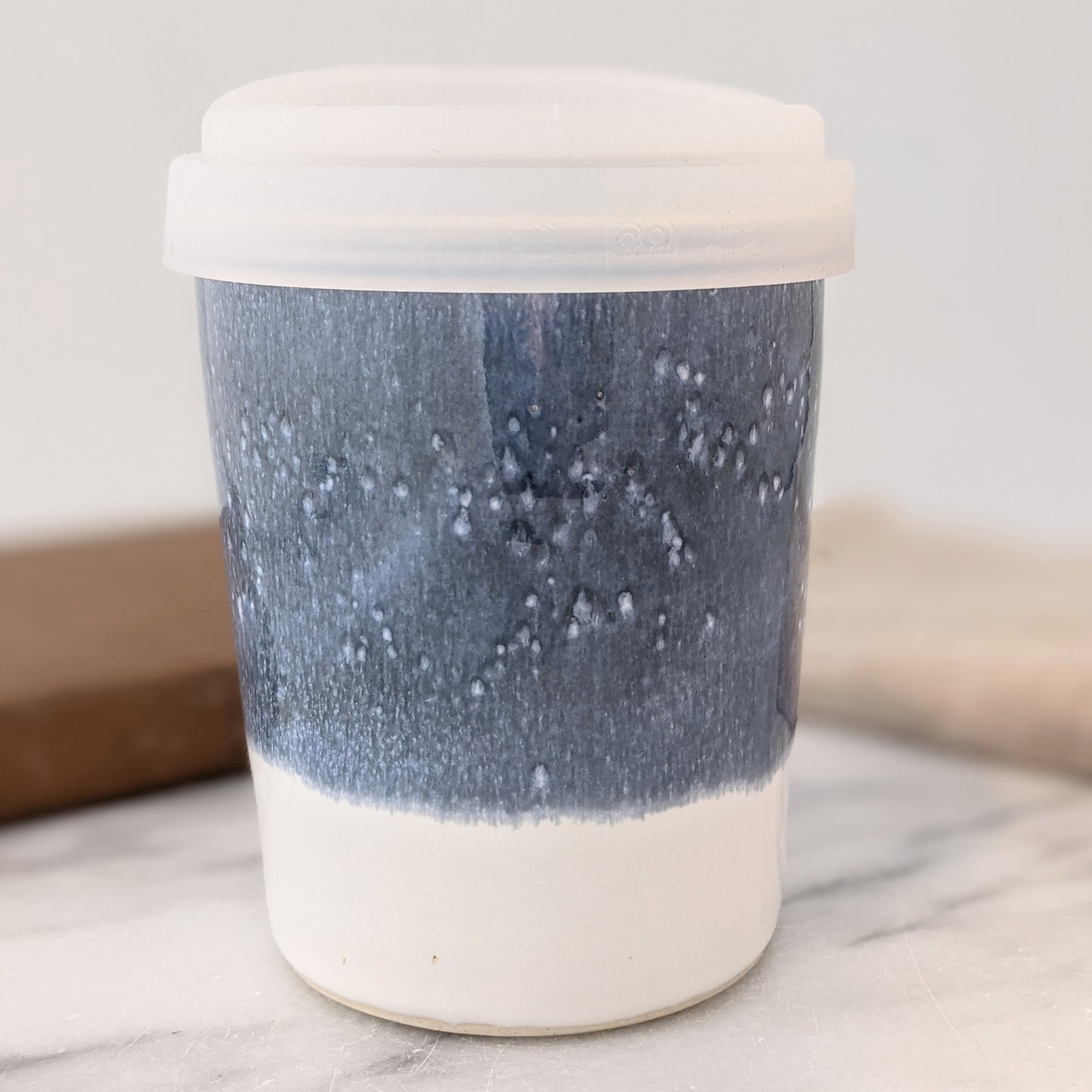 Blue Grey & White Travel Mug