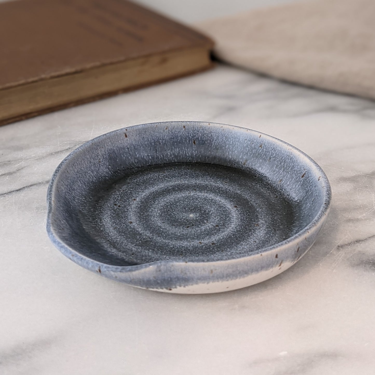 Spoon Rest - Greyish Blue over White