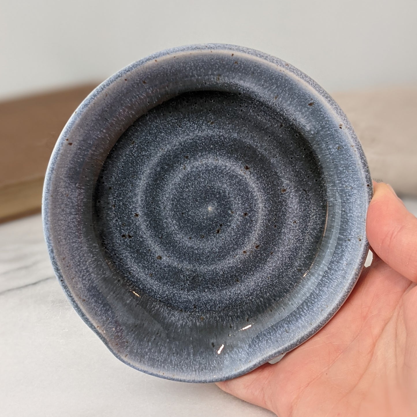 Spoon Rest - Greyish Blue over White