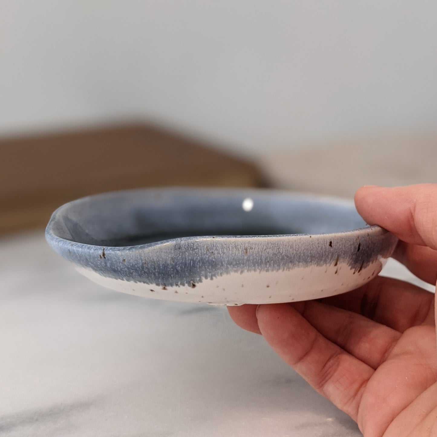 Spoon Rest - Greyish Blue over White