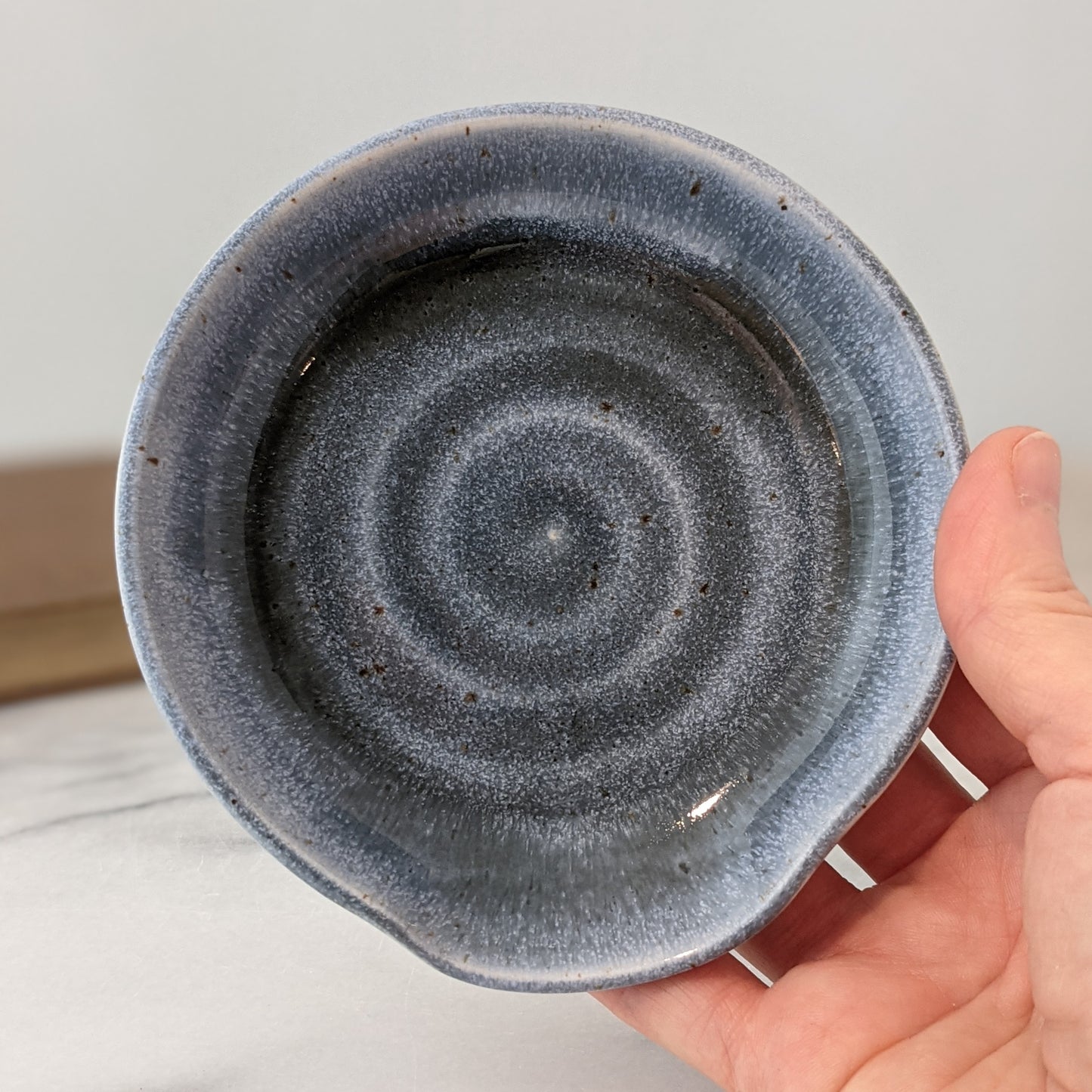 Spoon Rest - Greyish Blue over White