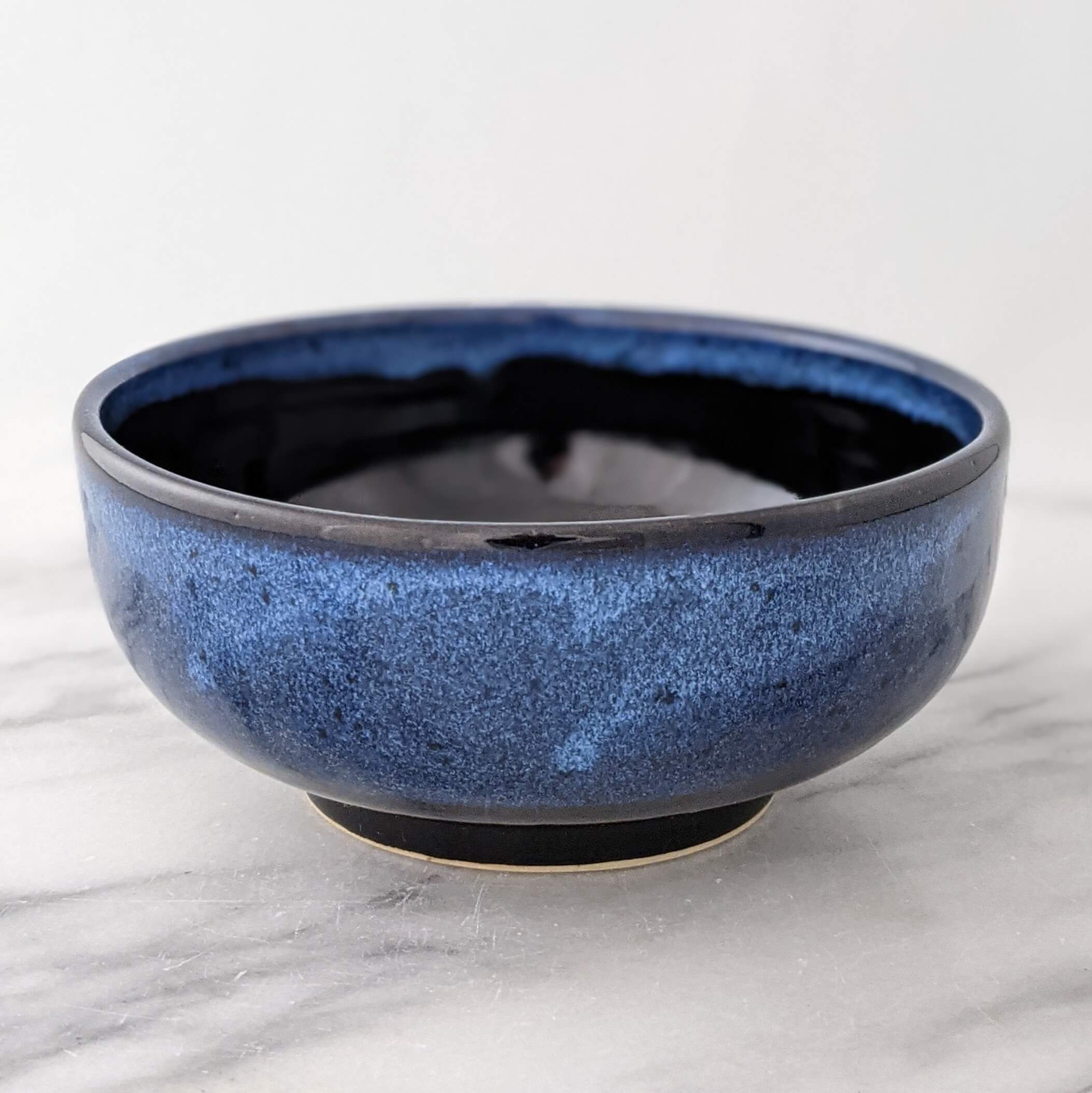 Primitive Style newest Art Pottery Stoneware Bowl with Blue & Black Accents