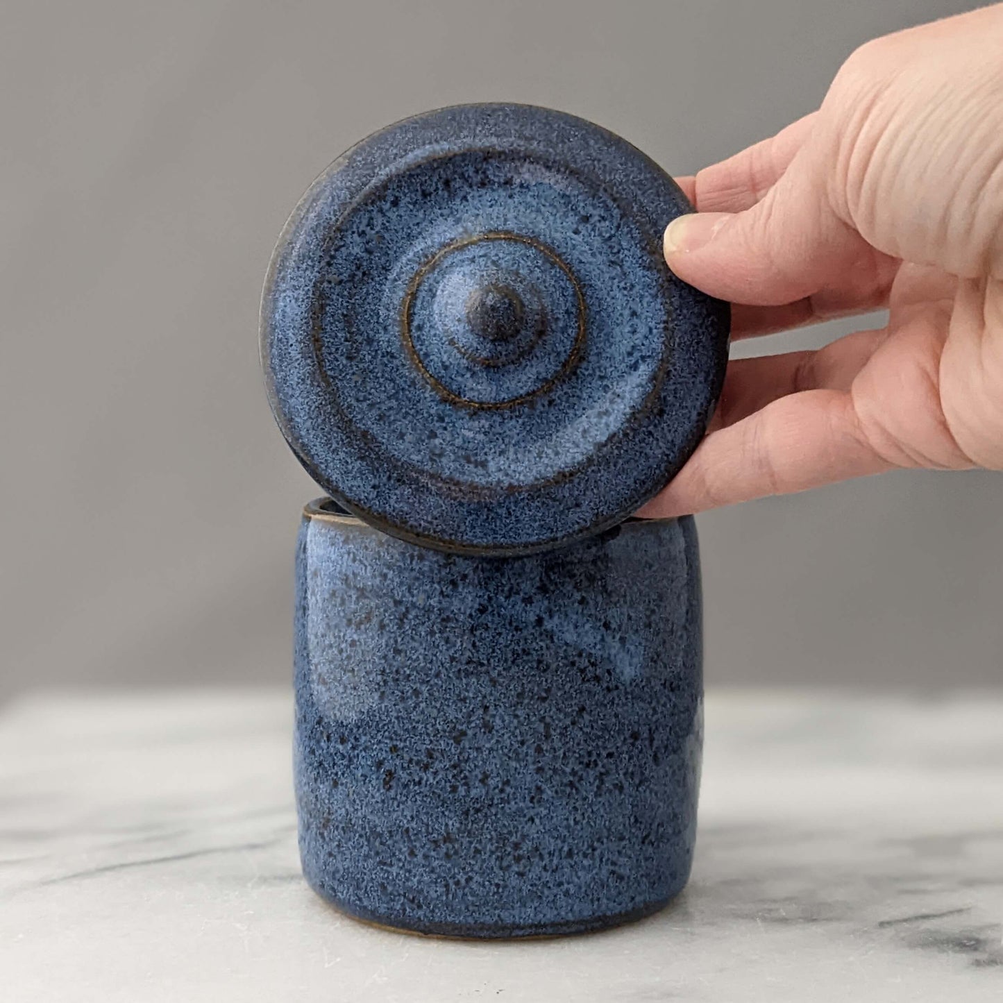 Lidded Ceramic Jar in Blue