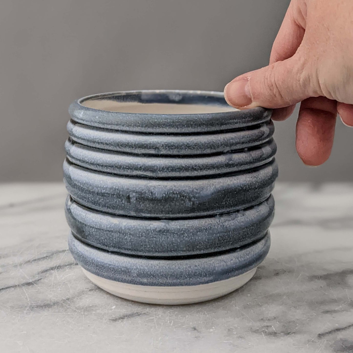 Moody Blue & White Small Ceramic Planter