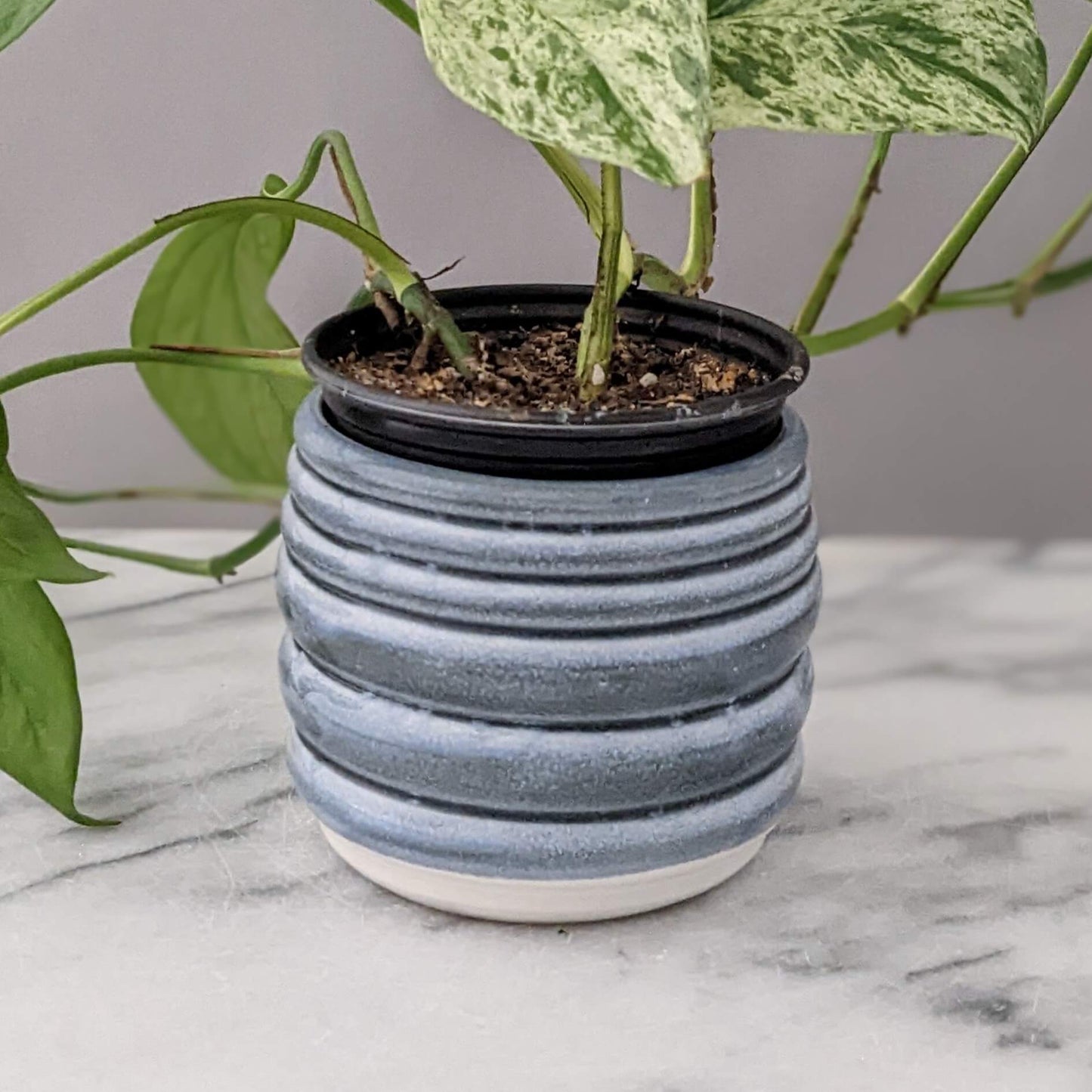 Moody Blue & White Small Ceramic Planter