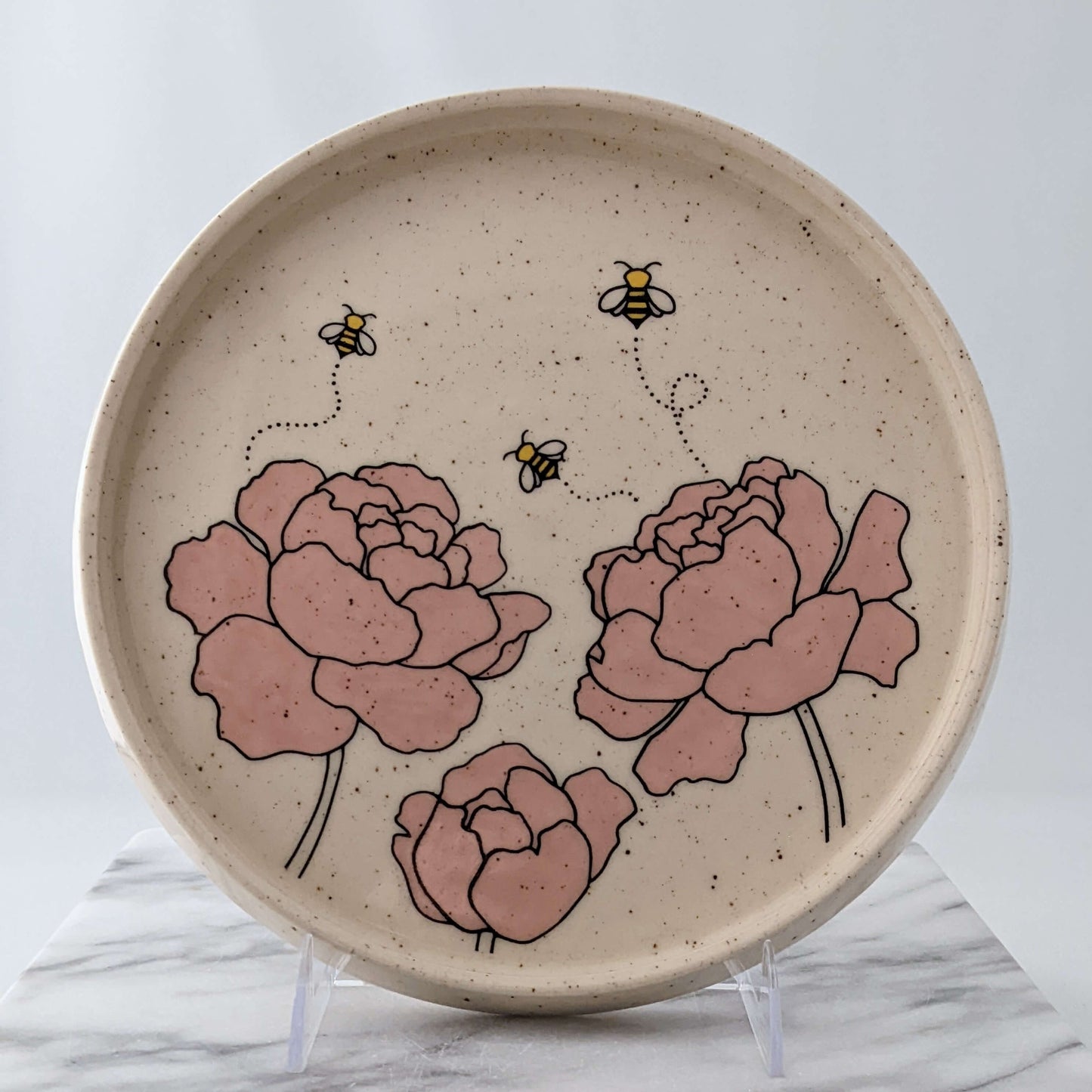 Peonies & Bees Ceramic Tray