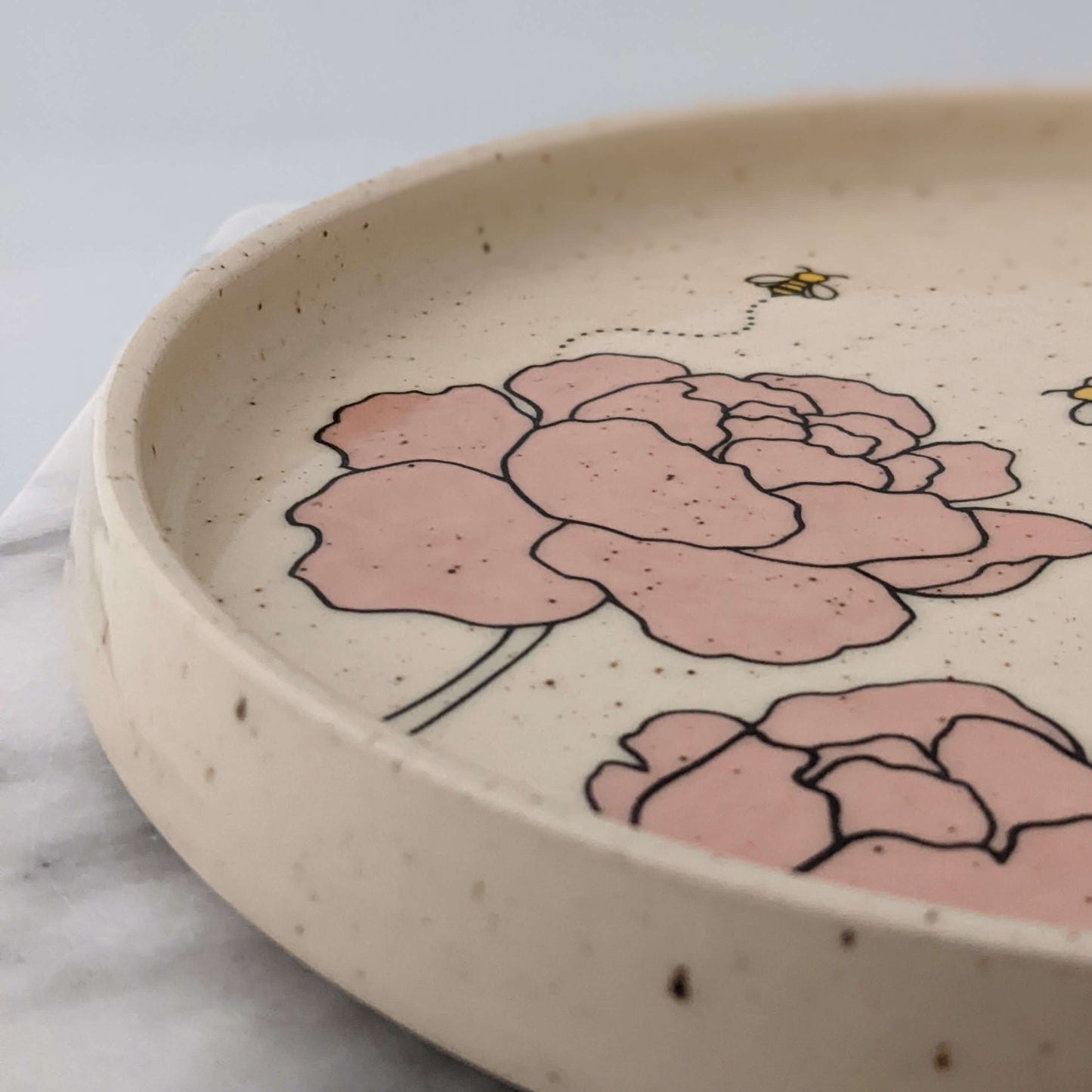 Peonies & Bees Ceramic Tray