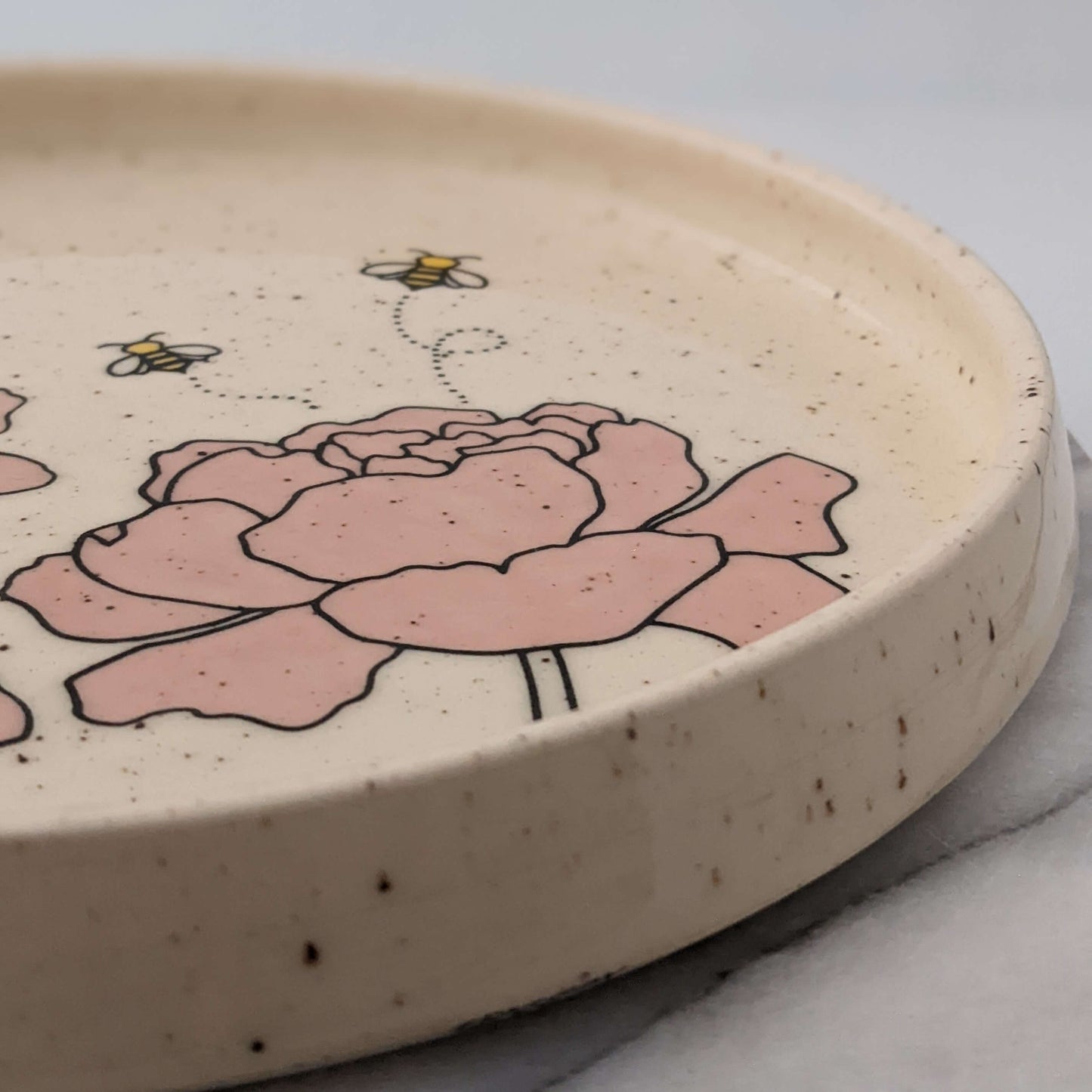 Peonies & Bees Ceramic Tray