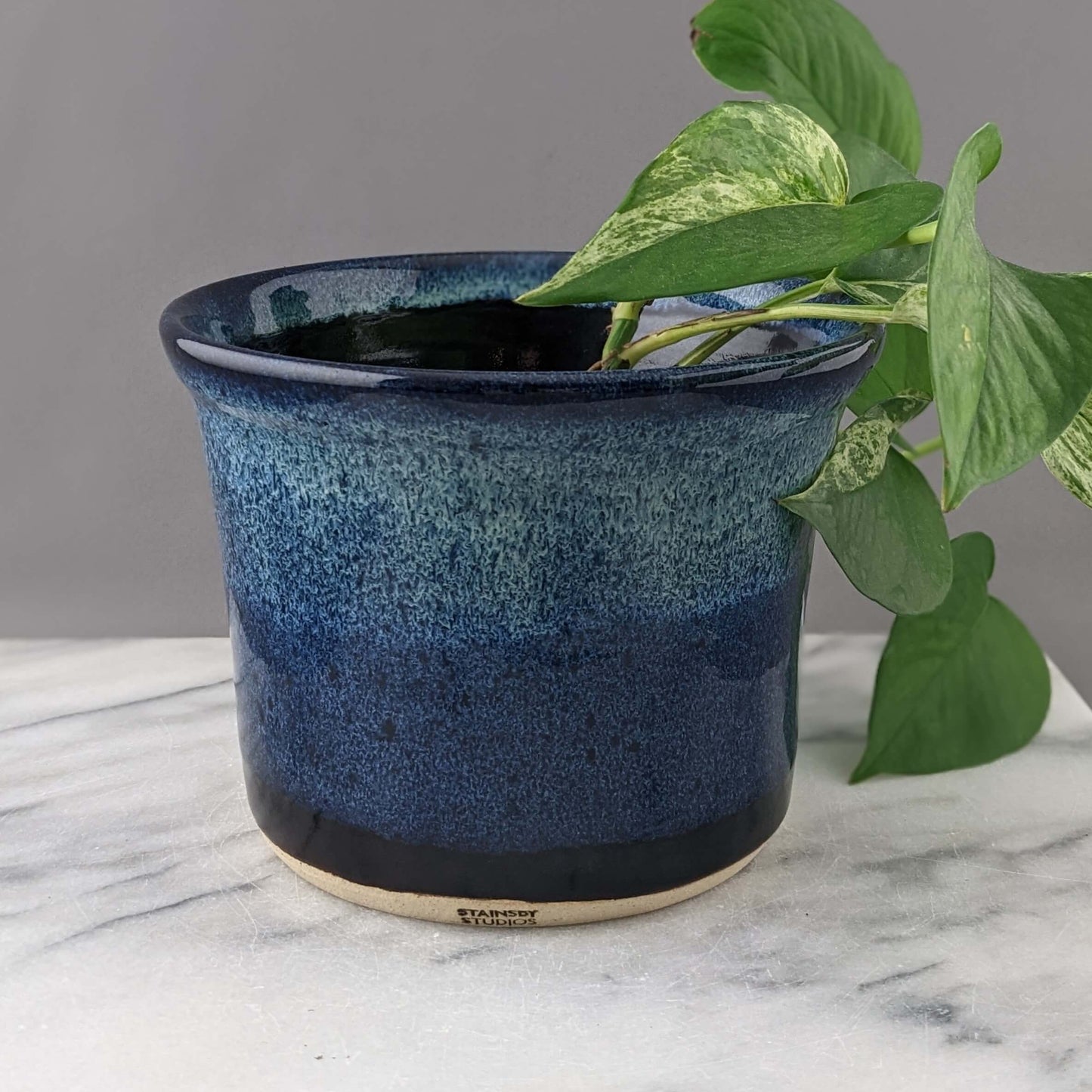 Blue, Green & Black Ceramic Planter