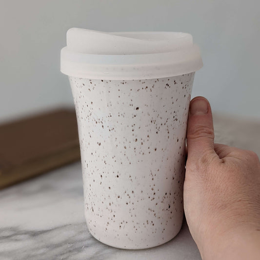Speckled White Travel Mug