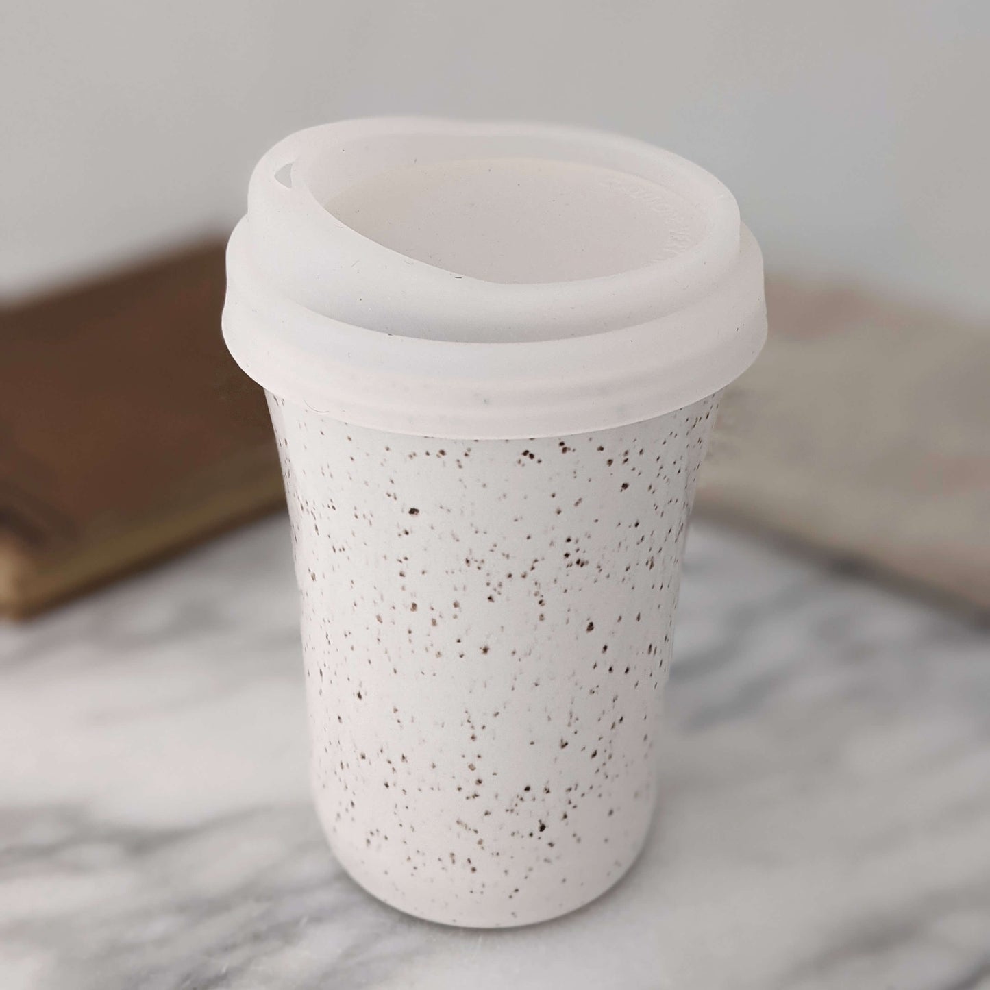 Speckled White Travel Mug
